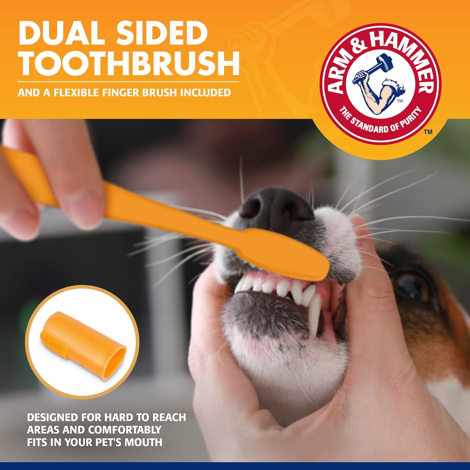 Arm & Hammer for Pets Tartar Control Dog Dental Kit, Enzymatic Toothpaste with Toothbrush and Fingerbrush, Baking Soda Formula Reduces Plaque and Tartar, Safe for Puppies, Beef Flavor, 3-Piece - Image 3