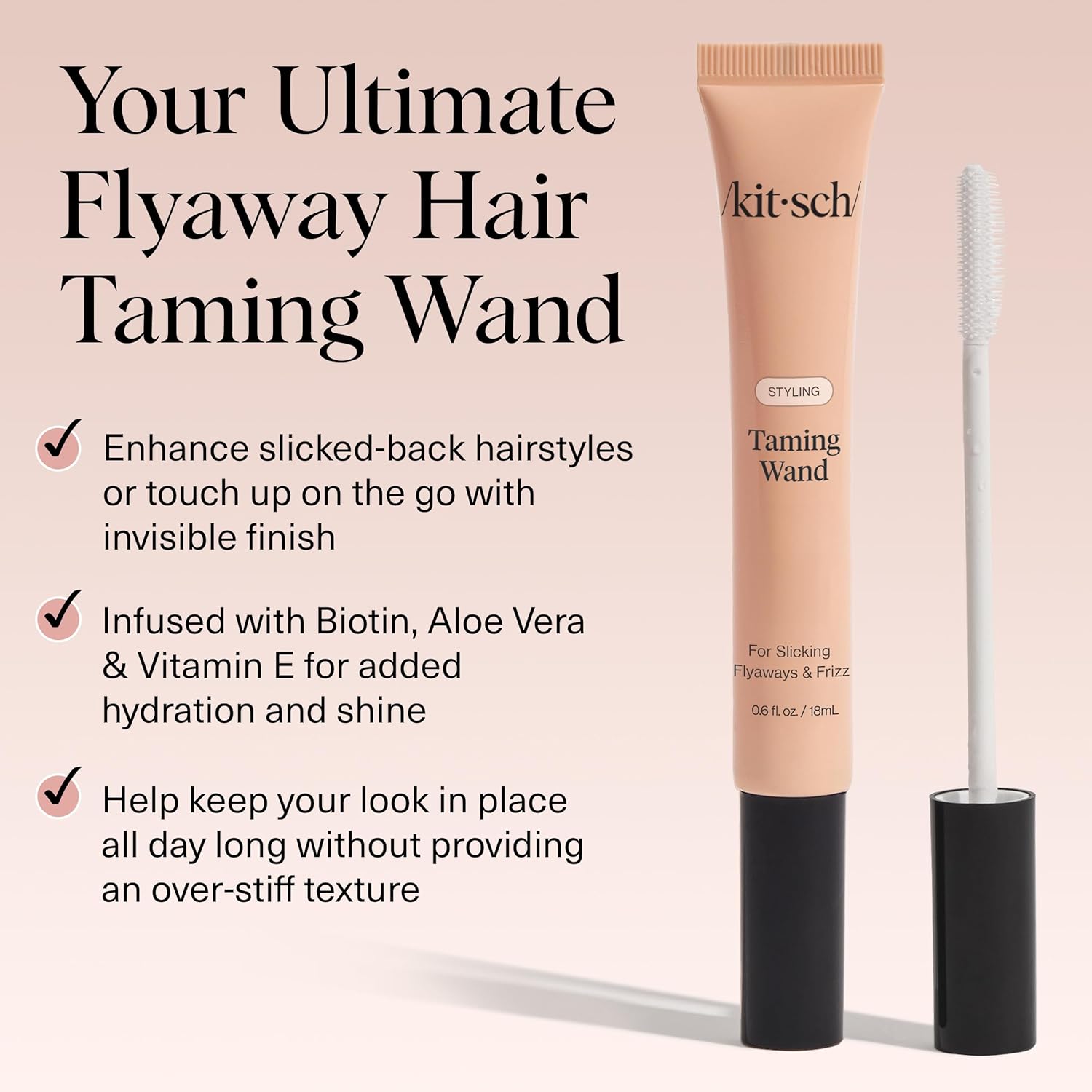 Kitsch Hair Taming Wand - Fly Away Stick For Hair with Biotin, Aloe & Vitamin E | Clear Hair Mascara for Flyaways, Slick Back Style | Travel Size | Ideal Gifts for Women - 18mL - Image 4
