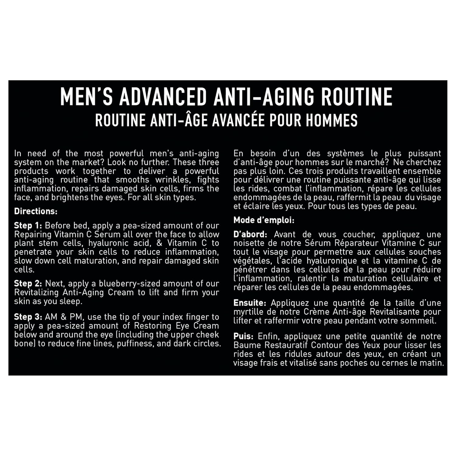 Brickell Men's Advanced Anti-Aging Routine, Night Face Cream, Facial Serum and Eye Cream, With Hyaluronic Acid, Vitamin C, and MSM, Scented, Skin Care Gift Set - Image 5