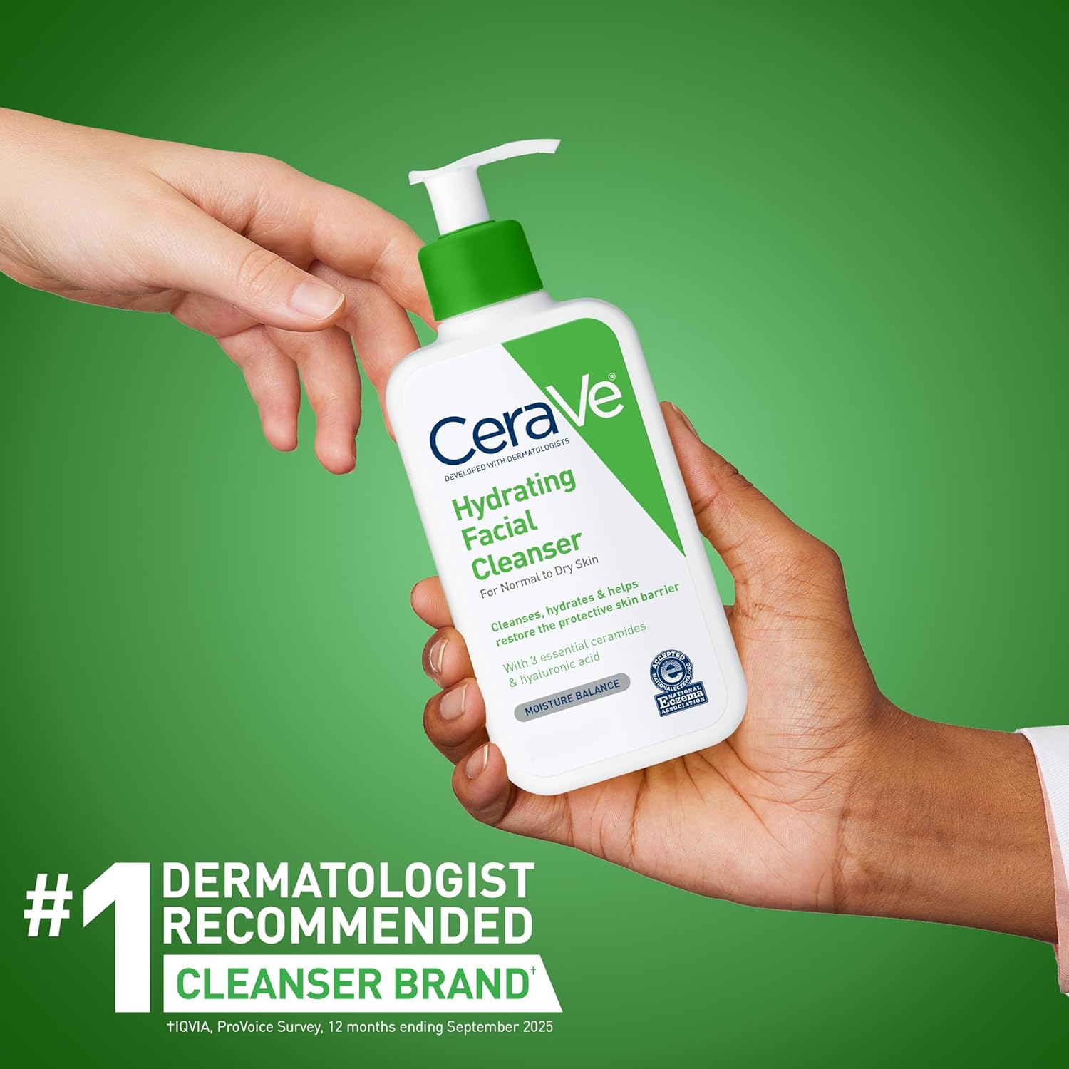 CeraVe Hydrating Facial Cleanser, Moisturizing Face Wash For Dry Skin, Hyaluronic Acid + Ceramides + Glycerin, Hydrating Cleanser For Normal To Dry Skin, National Eczema Association Certified, 19 Oz - Image 6