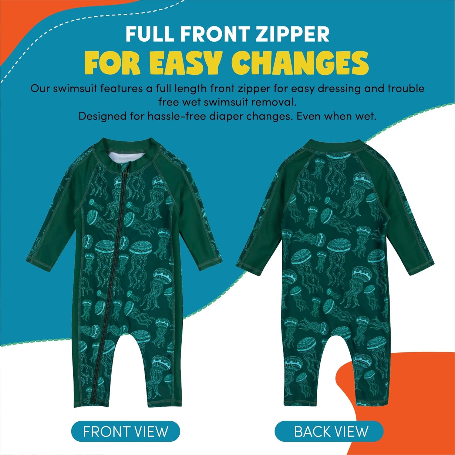 SwimZip Boys' Long-Sleeve UPF 50+ Swimsuit for Baby, Toddler, & Little Boys - Image 3
