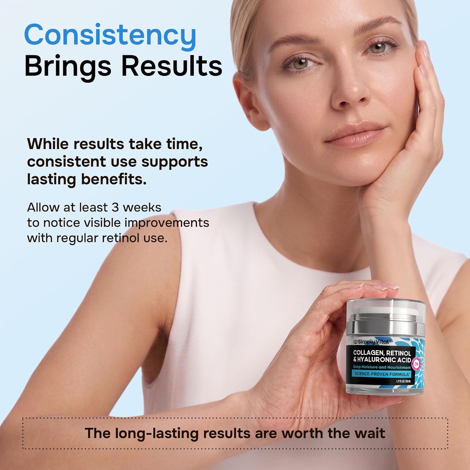 Anti-Aging Face Moisturizer with Retinol, Collagen & Hyaluronic Acid - Moisturizer Face Cream for Women & Men - Visibly Firming & Hydrating Neck Cream - Day & Night Skin Care - 1.7 fl oz - Image 7