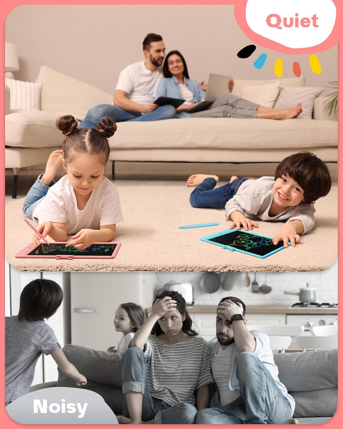 Bravokids 10 Inch LCD Writing Tablet for 3-8 Year Olds - Electronic Drawing Pad and Doodle Board as Educational Birthday Gifts for Girls and Boys (Pink) - Image 6