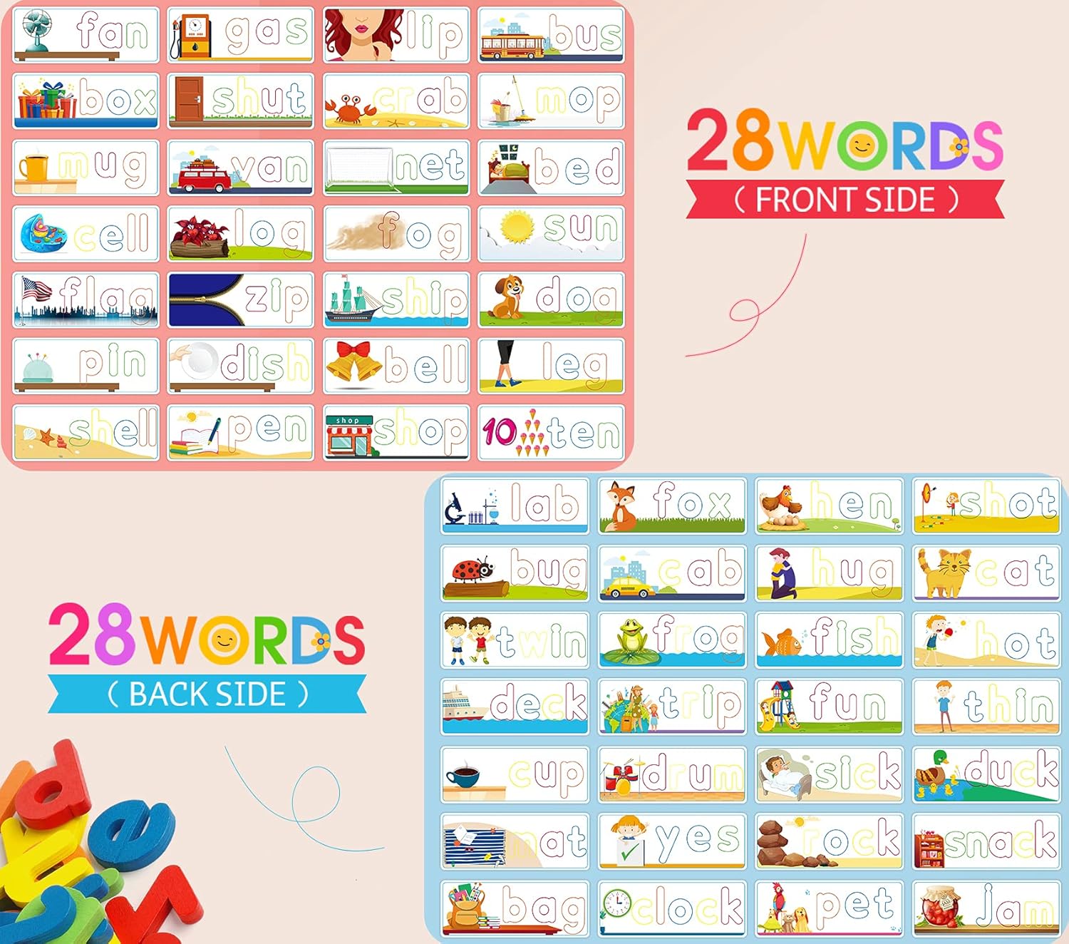 Officygnet Learning Toys for 3 4 5 6 Years Old Boys and Girls, See & Spell CVC Word Builders with Alphabet Cards for Kids Ages 3-5, Matching Letter Game for Preschool Toddler Learning Activities - Image 4