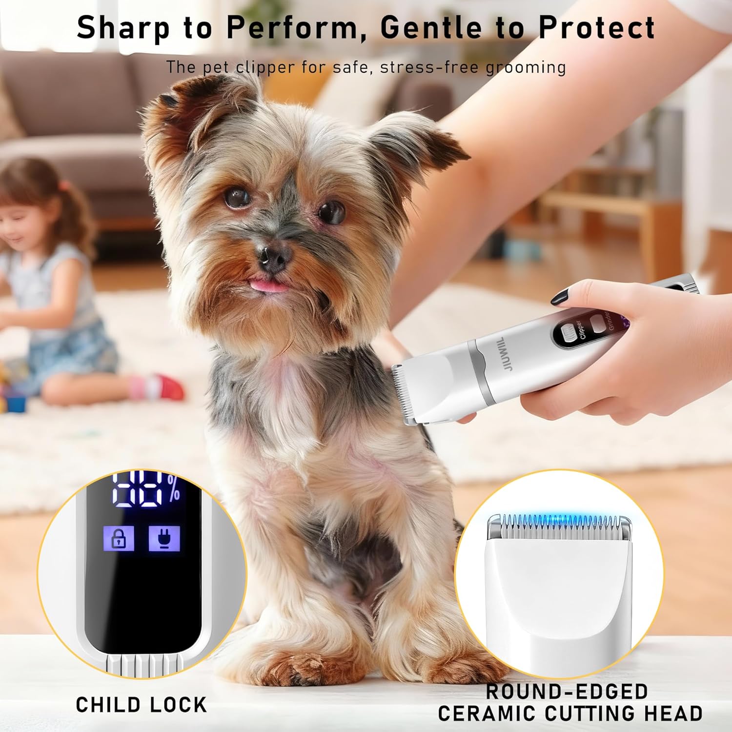 Dog Clippers for Grooming, 4 in 1 Dog Grooming Kit Hair Clipper with LCD Display, Dog Trimmer for Grooming, Dog Hair Trimmer for Paw Nail Grinder,Shaver Grooming Supplies for Pet Cats Dogs - Image 5