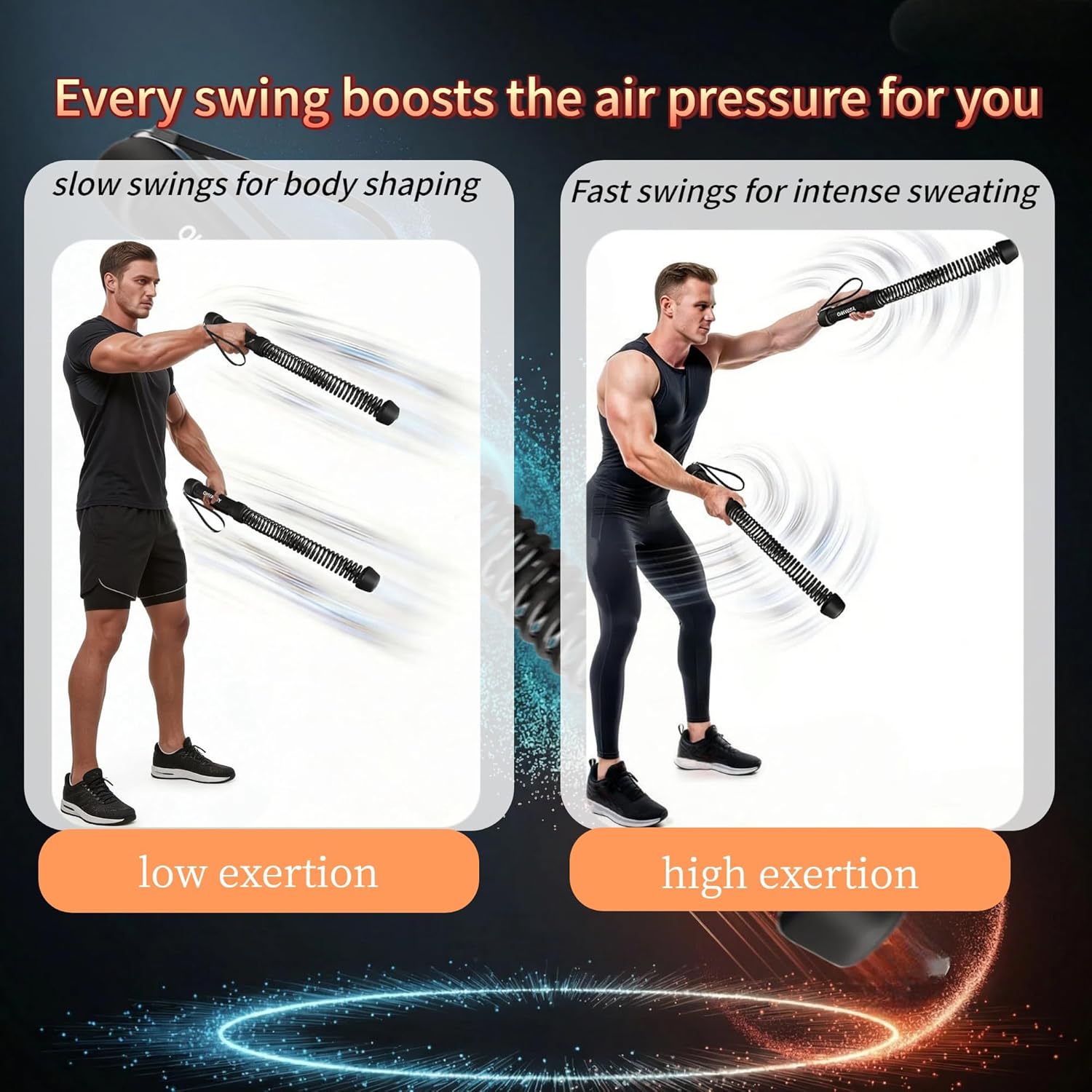 Ropeless Battle Ropes for Home Gym-Portable Cordless Training Rope Fitness Equipment for Men&Women,Weighted Workout Gear for Upper Body Cardio,Low-Impact Exercise Ropes for Small Spaces (Black) - Image 4