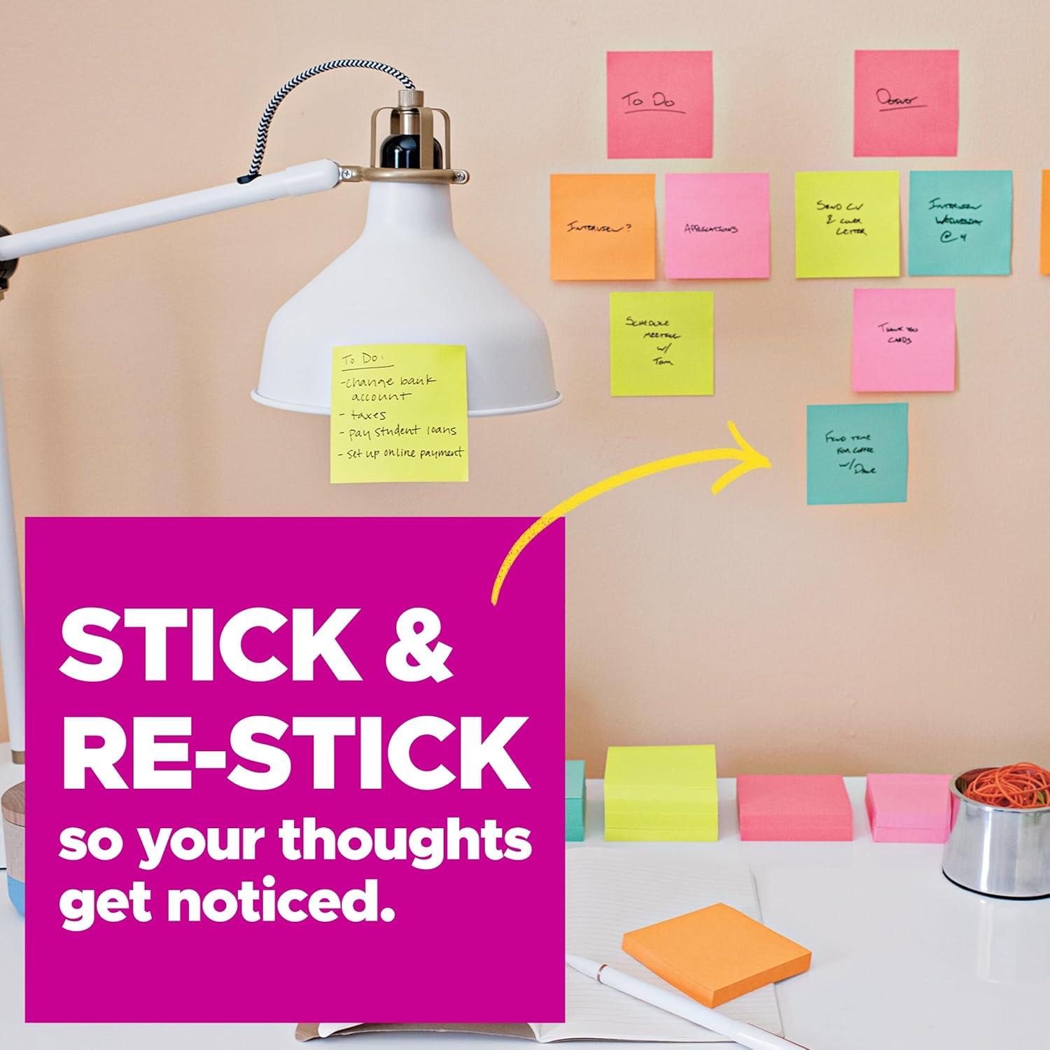 Post-it Super Sticky Notes, 24 Sticky Note Pads, 3 x 3 in., School Supplies, Office Products, Sticky Notes for Vertical Surfaces, Monitors, Walls and Windows, Energy Boost Collection - Image 5