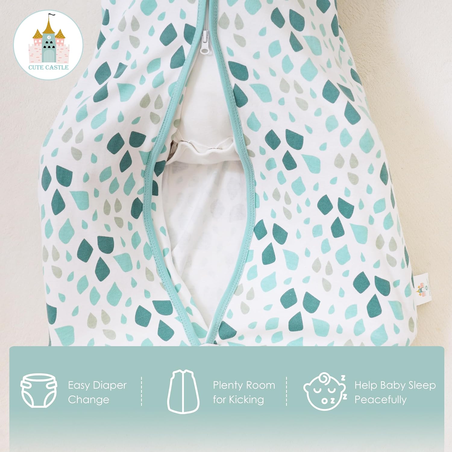 Cute Castle Baby Sleep Sack 18-24 Months - Lightweight 100% Cotton 2-Way Zipper TOG 0.5 Infant Wearable Blanket, Newborn Essentials Toddler Sleep Clothes (3 Pack Green) - Image 7