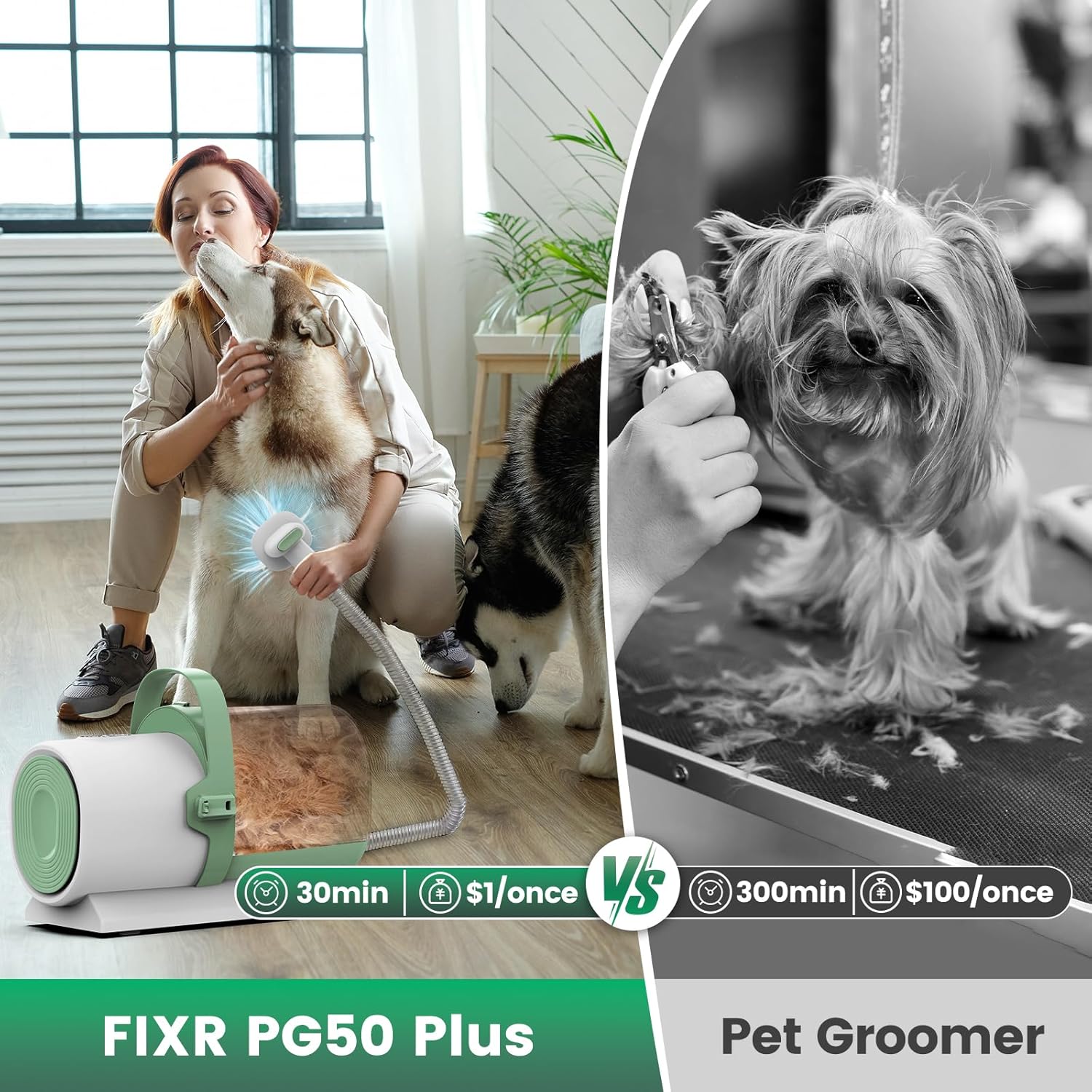 Dog Grooming Vacuum, Pet Grooming Kit with Clipper Nail Trimmer Grinder, 2.5L Dust Cup 7 Grooming Tools 11000Pa Dog Hair Vacuum for Shedding Grooming, Home Cleaning, PG50 Plus - Image 7