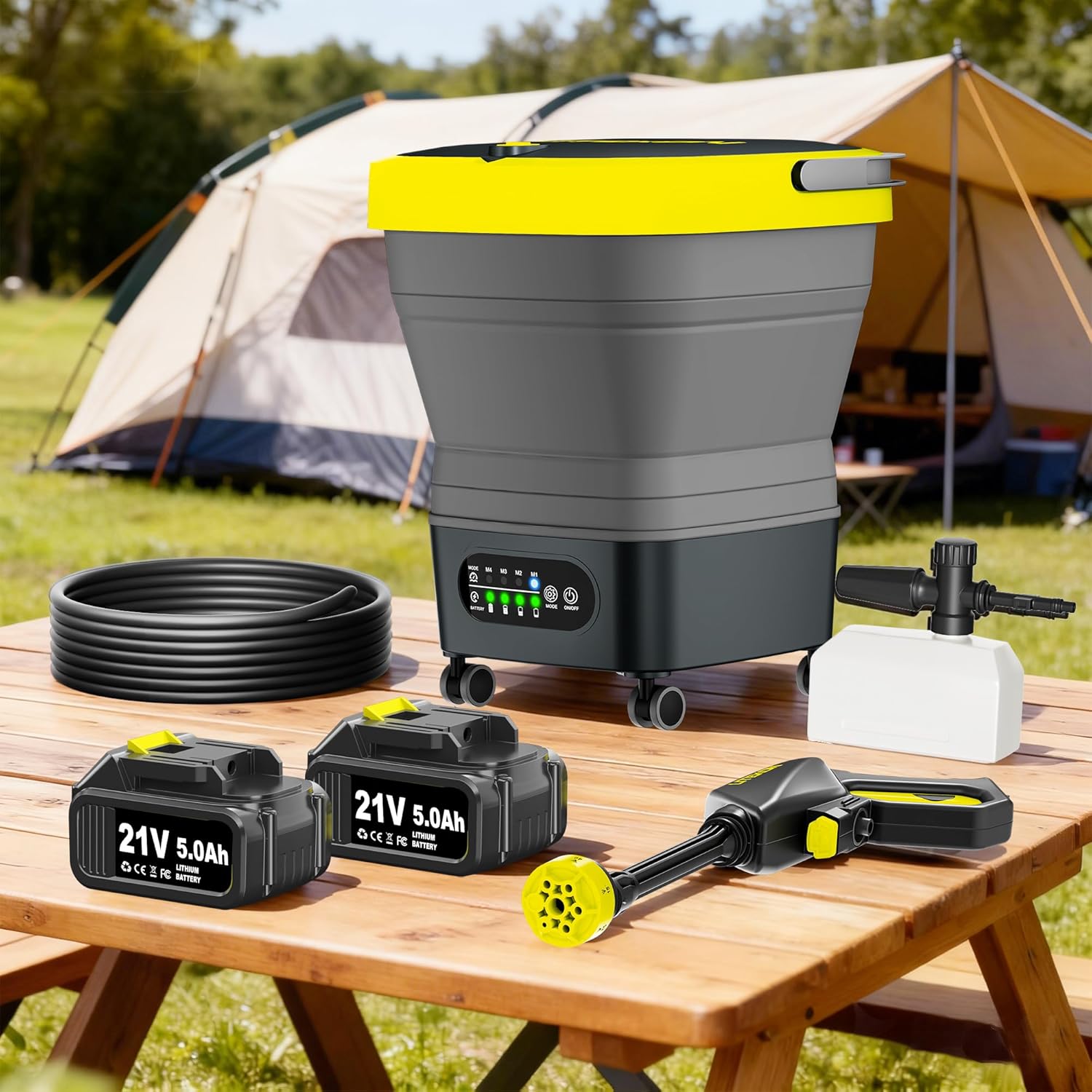 Litekon Portable Cordless Washer, 2x5.0Ah Battery, 4 Adjustable Model with 4.5Gal Tank 10FT Hose, 6-in-1 Nozzle for Car Washer,Patio,Camping - Image 2