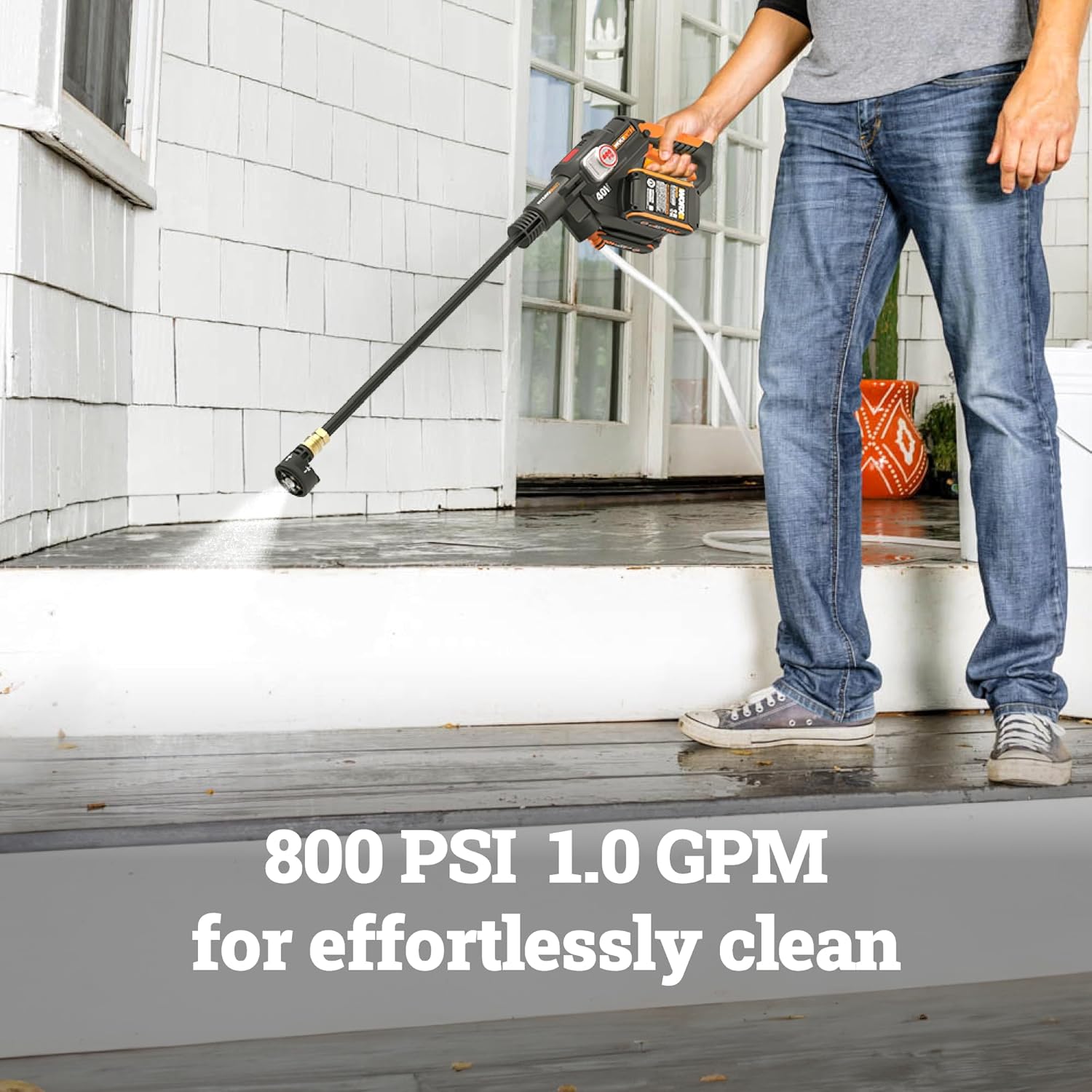 WORX 40V PowerShare Hydroshot Portable Power Cleaner WG647 | 800 PSI, Brushless, 5-in-1 Nozzle, Pressure Washer - Image 2