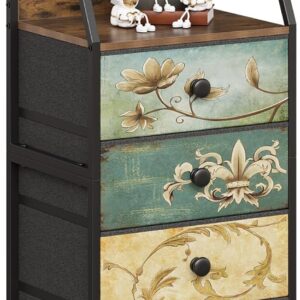 Tohomeor Nightstand with Fabric Drawers Dresser with 2 Tier Shelf Storage Tower for Bedroom Hallway Entryway Closet Organizer Sofa Beside Table Furniture (Multi, 5 Drawers)