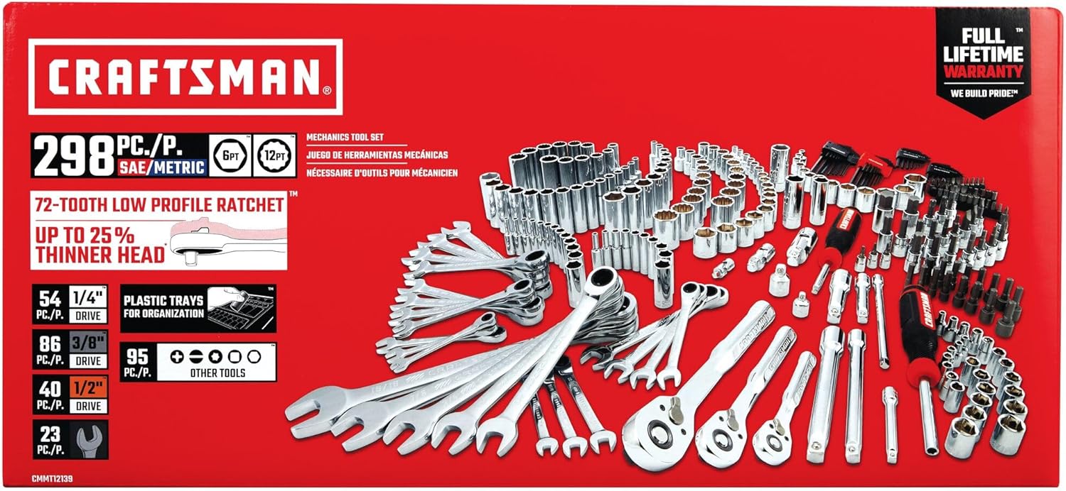 CRAFTSMAN Mechanics Tool Set, 298 Piece Hand Tool and Socket Set SAE/Metric (CMMT12139) - Image 7