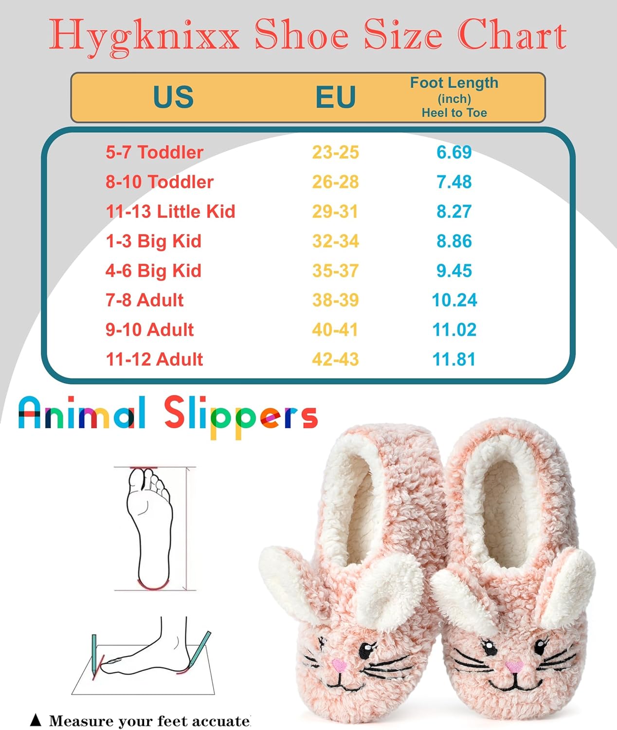 Cute Fuzzy Animal Slippers for Women Kids & Toddler Soft Sole Plush Slipper Socks with Non Slip Grippers - Image 6
