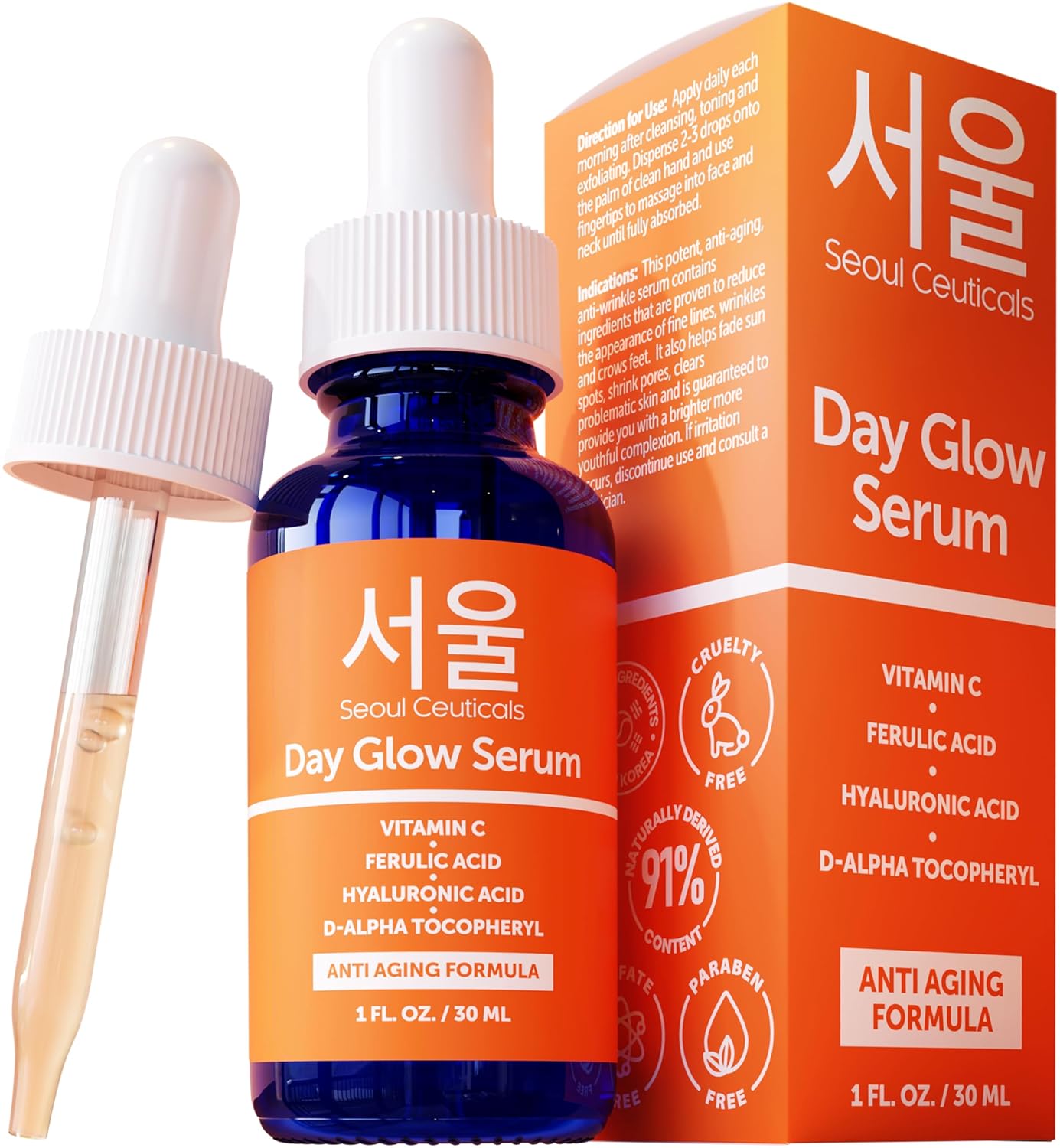 SeoulCeuticals Korean Skin Care Korean- 20% Vitamin C Hyaluronic Acid Serum + CE Ferulic Acid – Potent Anti Aging, Anti Wrinkle Korean Beauty 1oz SeoulCeuticals Korean Skin Care Korean- 20% Vitamin C Hyaluronic Acid Serum + CE Ferulic Acid – Potent Anti Aging, Anti Wrinkle Korean Beauty 1oz