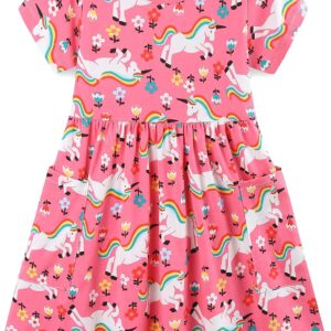 Bumeex Girl’s Dresses Cotton Sleeve A-Line Cute Midi Casual Sundress