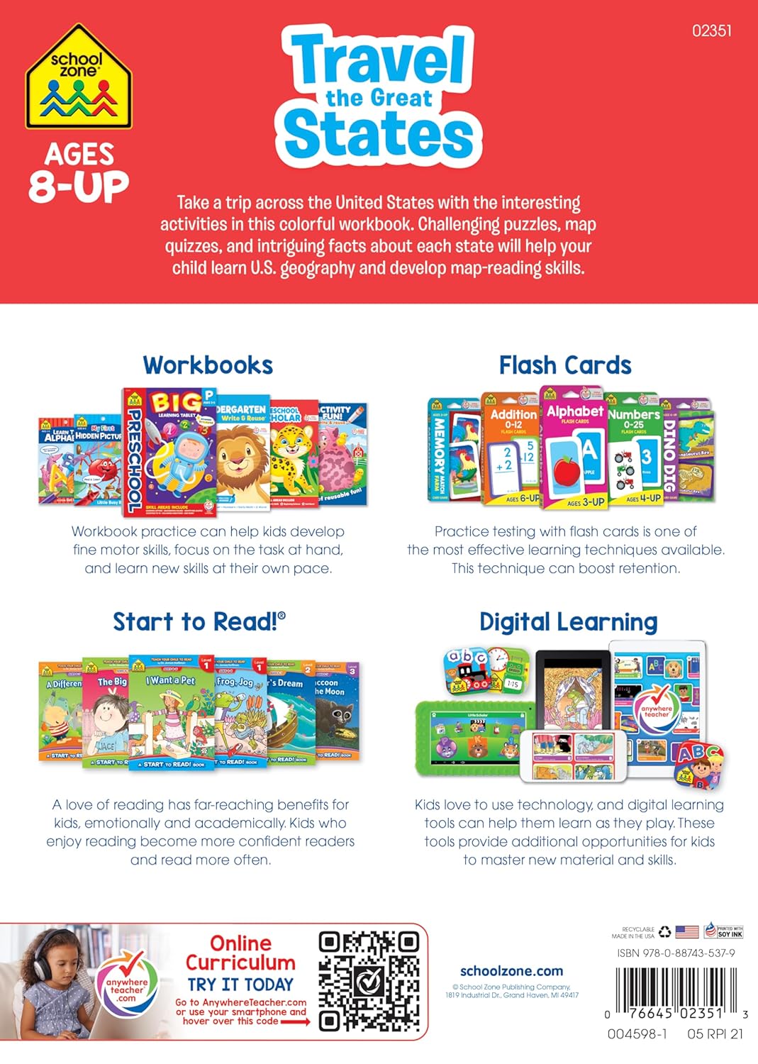 School Zone Travel the Great States Workbook: 64 Pages, 3rd Grade, Geography, Map-Reading, United States, Ages 8+ (Activity Zone Book Series) - Image 2