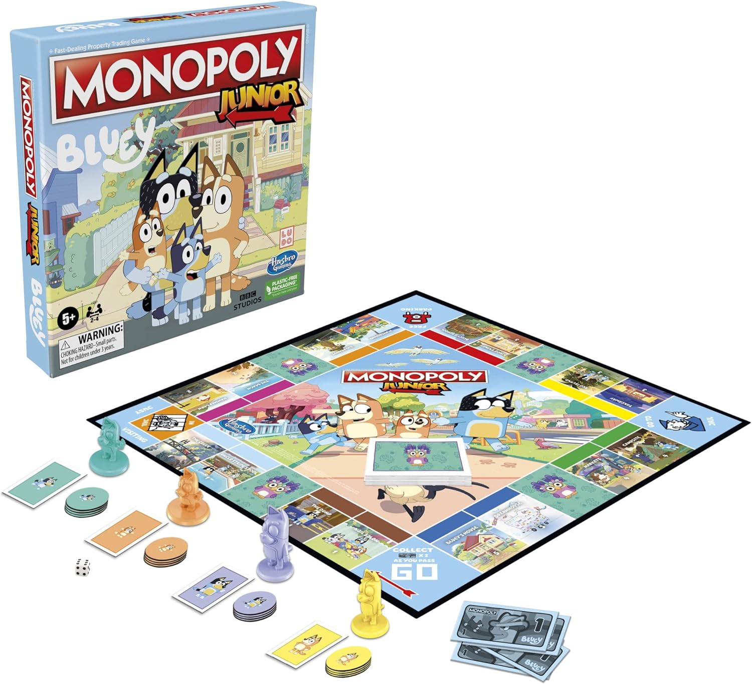 Hasbro Gaming Monopoly Junior Bluey Edition Board Game | Kids Play as Bluey, Bingo, Mum & Dad for Girls & Boys | Ages 5+ (Amazon Exclusive) - Image 13