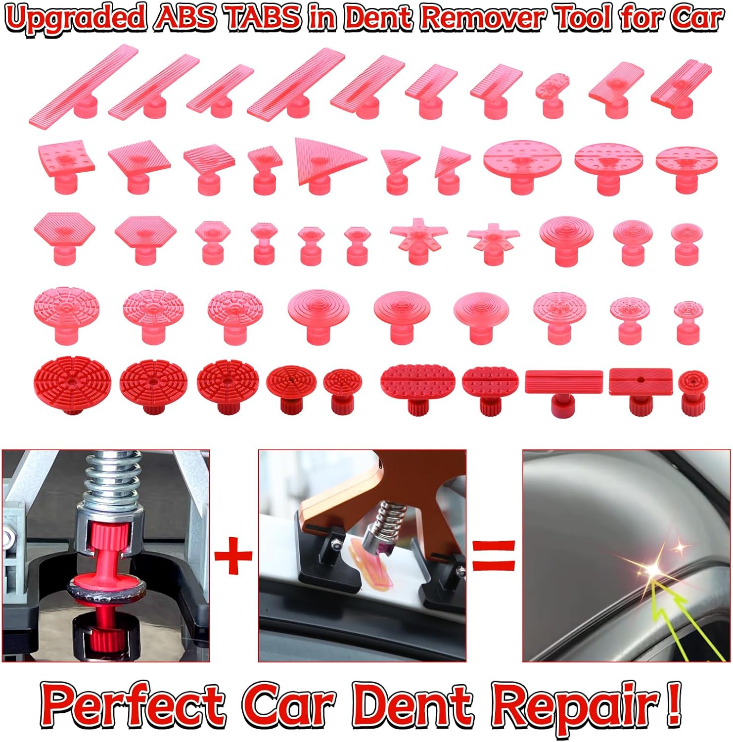 Dent Puller Kit for Car Dent Repair with Dent Reflect Line Board, Lightweight Dent Lifter, Rubber Hammer & Trim Removal Tools Set, Paintless Dent Removal for Auto Body Hail Damge Door Dings - Image 5