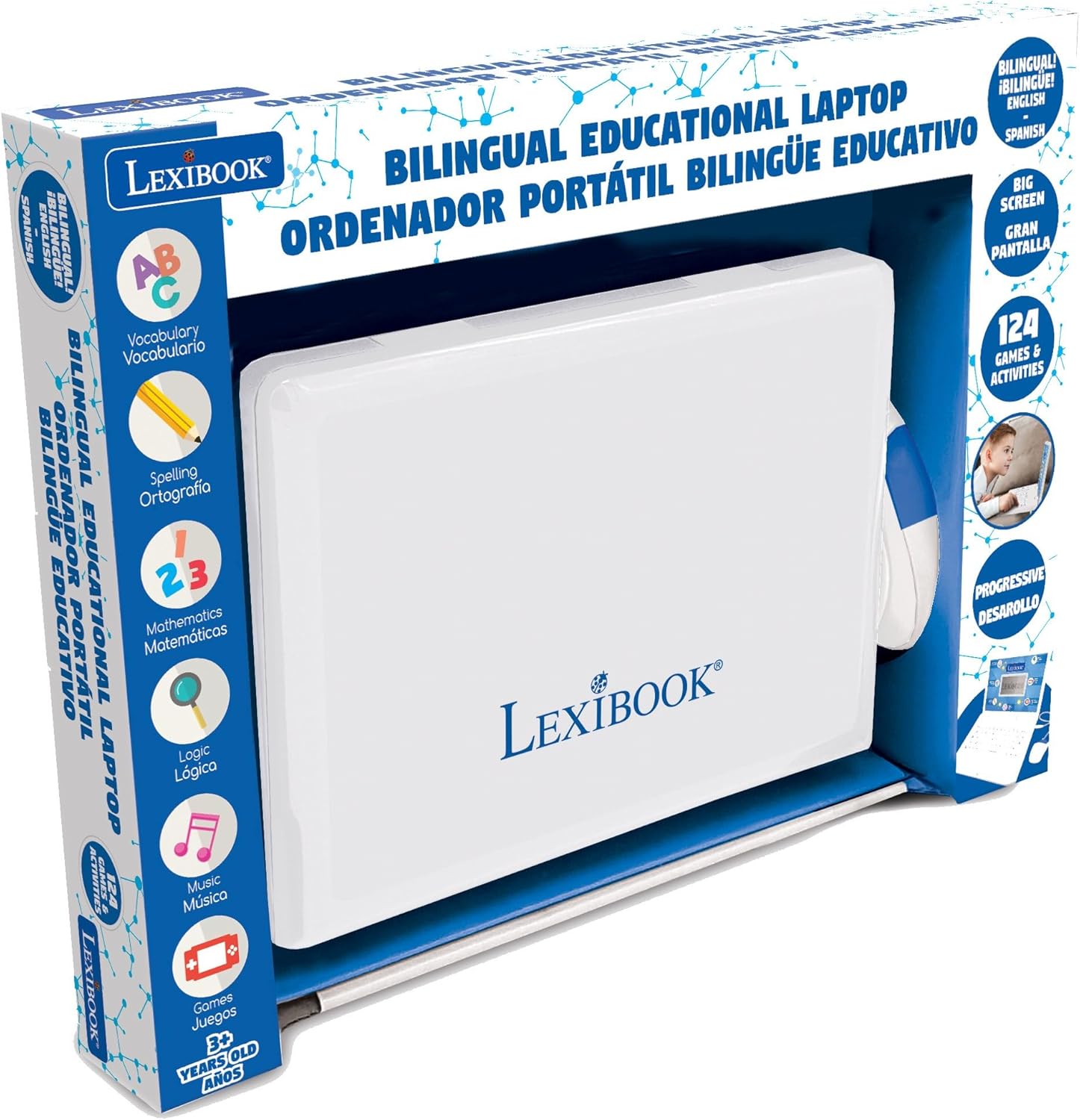 Lexibook - Educational and Bilingual Laptop Spanish/English - Toy for Children with 124 Activities to Learn Mathematics, Dactylography, Logic, Clock Reading, Play Games and Music - JC598i2 - Image 4