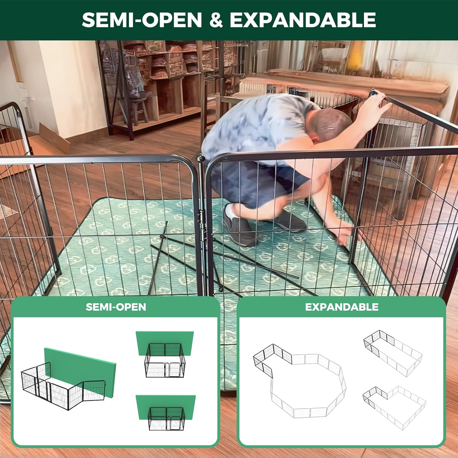 FXW Homeplus Unleashed Indoor Dog Playpen - Stress-Free and Safe Play, Heavy Duty 24 Inch 6 Panels Dog Pen for Puppy and Small Dogs, Black│Patented - Image 7
