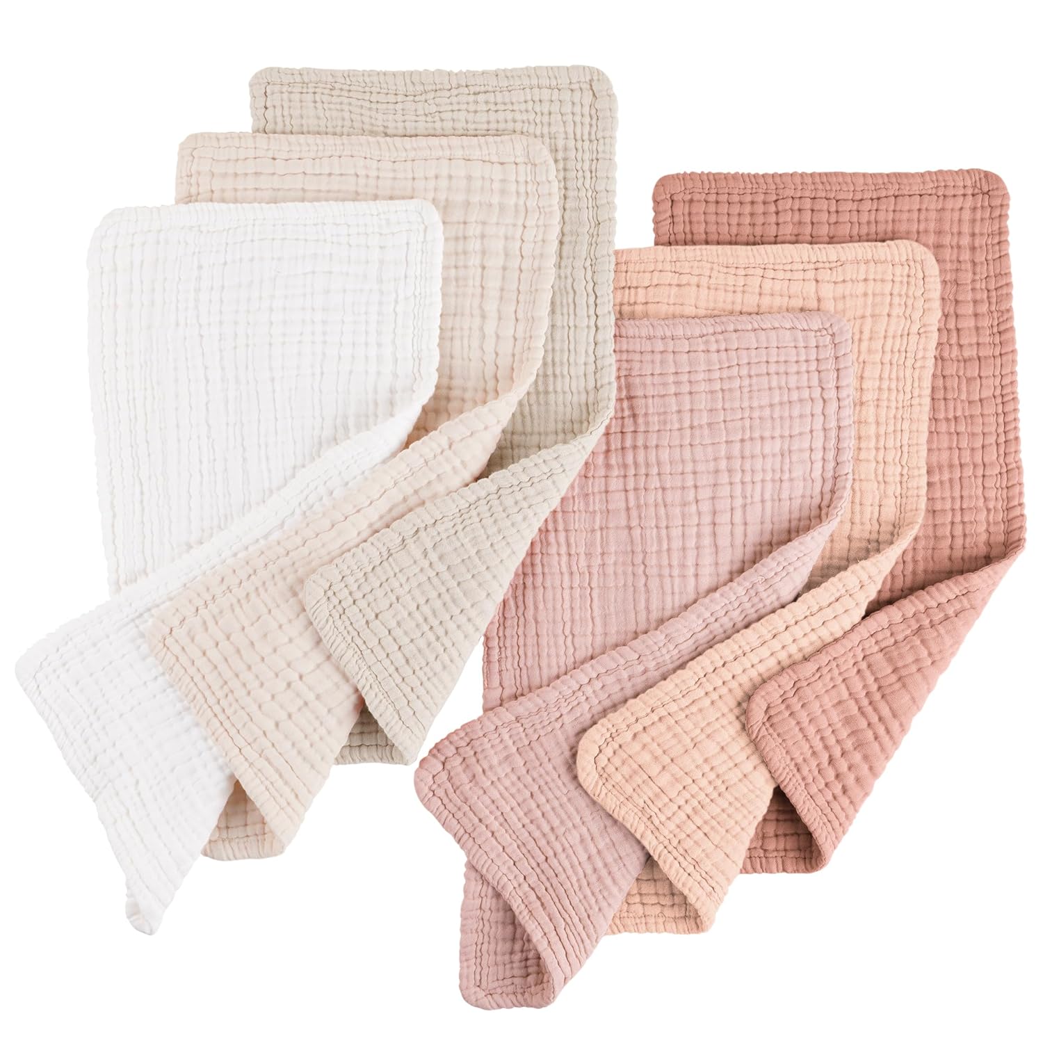 Konssy Muslin Baby Burp Cloths 6 Pack, Soft Absorbent 100% Cotton Burping Clothes for Newborns, Baby Boys and Girls, Unisex Konssy Muslin Baby Burp Cloths 6 Pack, Soft Absorbent 100% Cotton Burping Clothes for Newborns, Baby Boys and Girls, Unisex