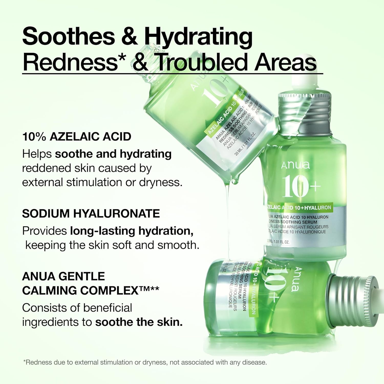 Anua Azelaic Acid 10 Hyaluron Redness Soothing Serum, Facial Serum for Blemish-Prone & Oily-Prone Skin, Lightweight & Hydrating Blemish Care, Hyaluronic Acid, Korean Skincare, 1.01 fl oz. - Image 3