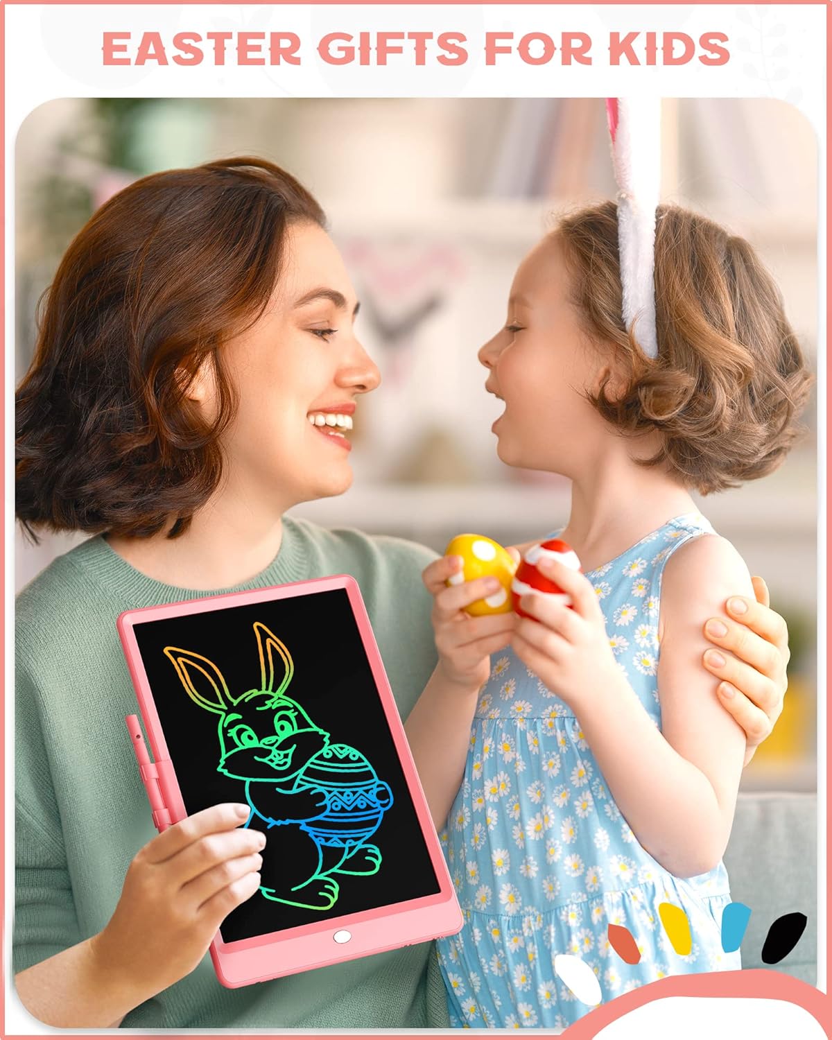 Bravokids 10 Inch LCD Writing Tablet for 3-8 Year Olds - Electronic Drawing Pad and Doodle Board as Educational Birthday Gifts for Girls and Boys (Pink) - Image 7