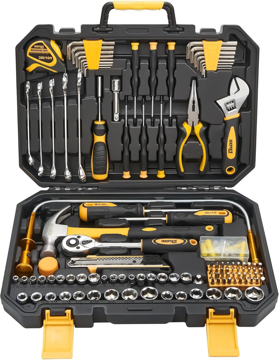 KOOPOOL Tool Set, Tool Box Kit for Mechanic and Car, General Household Home Tool Kit, Basic Tool Kit for Home Auto Repair, with Storage Case KOOPOOL Tool Set, Tool Box Kit for Mechanic and Car, General Household Home Tool Kit, Basic Tool Kit for Home Auto Repair, with Storage Case