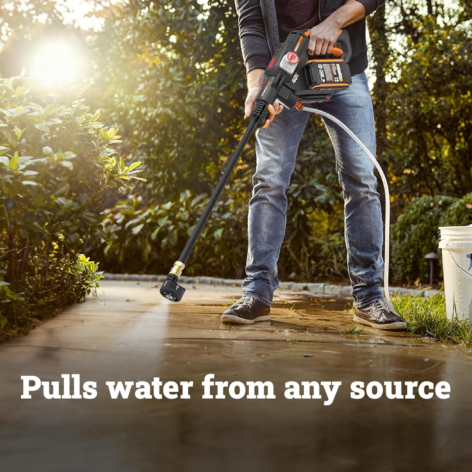 WORX 40V PowerShare Hydroshot Portable Power Cleaner WG647 | 800 PSI, Brushless, 5-in-1 Nozzle, Pressure Washer - Image 3