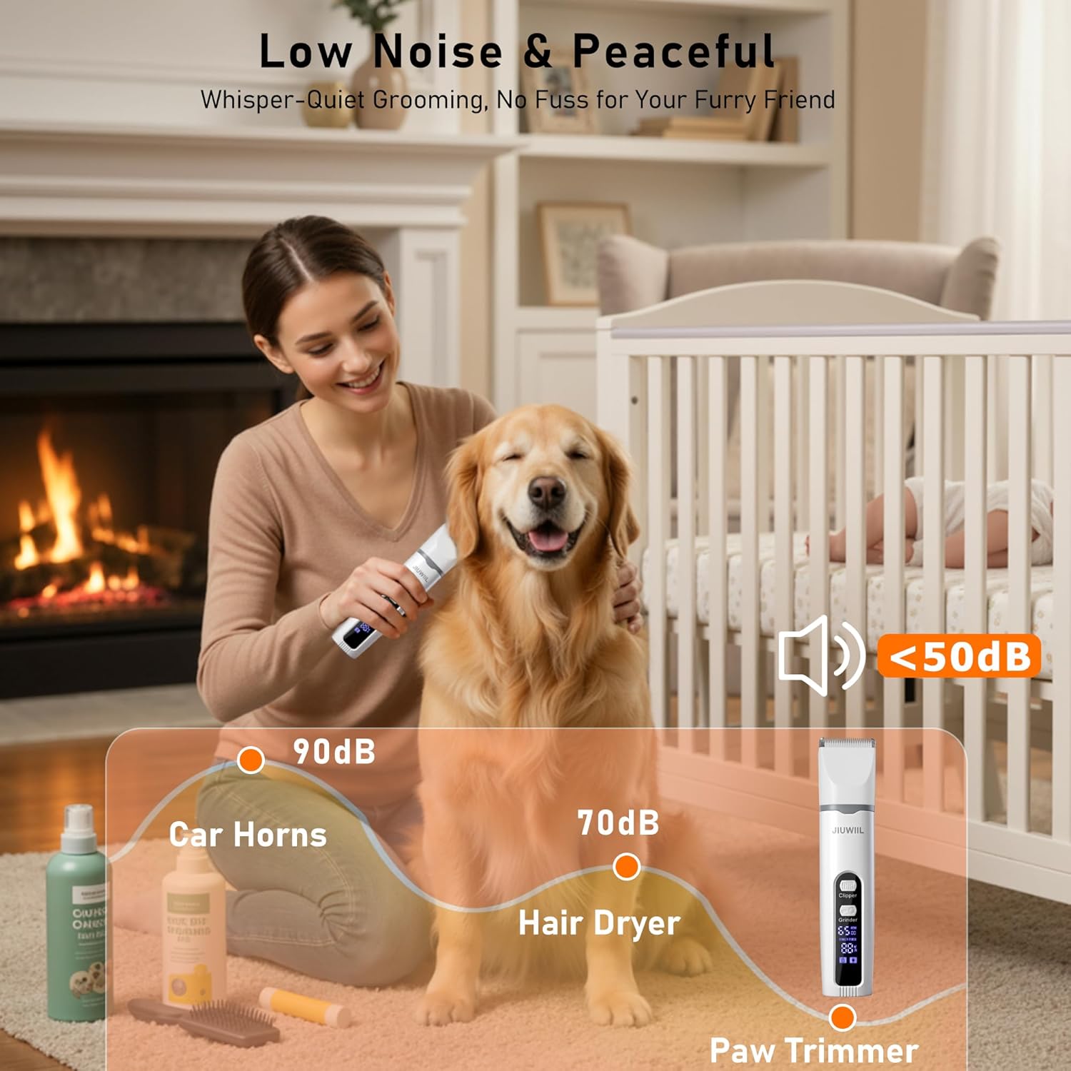 Dog Clippers for Grooming, 4 in 1 Dog Grooming Kit Hair Clipper with LCD Display, Dog Trimmer for Grooming, Dog Hair Trimmer for Paw Nail Grinder,Shaver Grooming Supplies for Pet Cats Dogs - Image 6