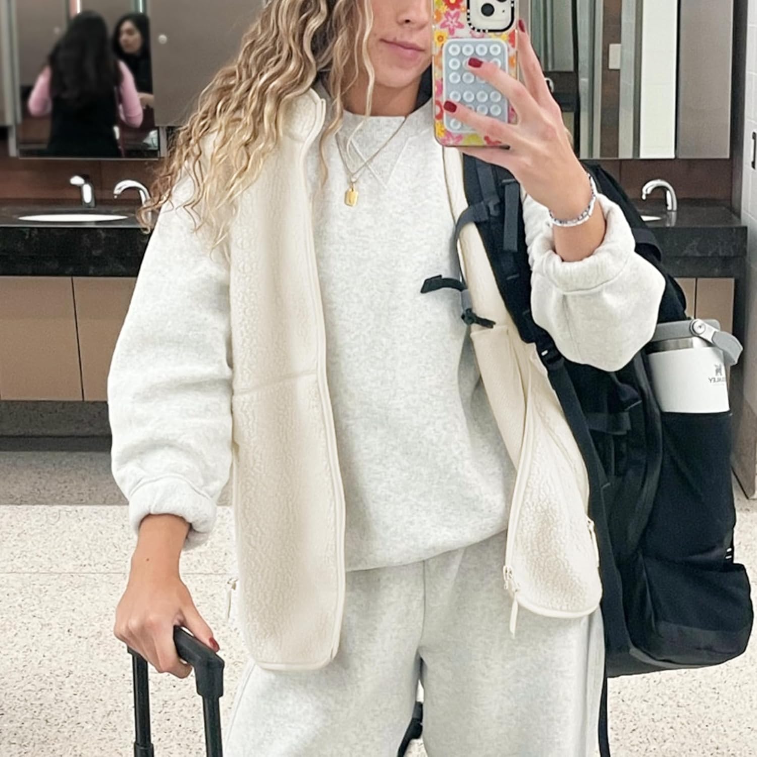 Hixiaohe Sherpa Fleece Vest for Women Trendy Warm Sleeveless Vests Jacket Lightweight Zip Coats with Pockets Fall Outerwear - Image 4