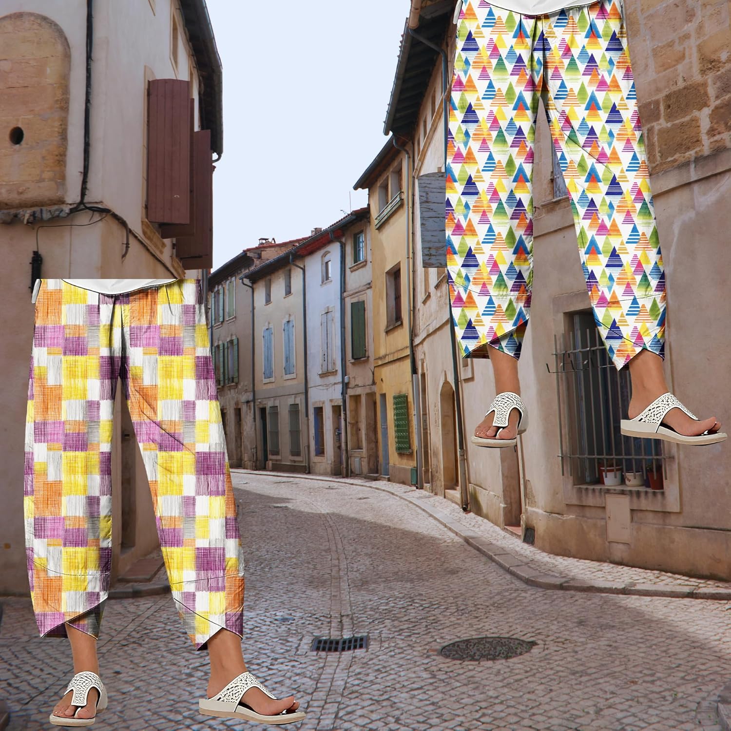 ZOCANIA Lightweight Pants for Summer Funny Print Womens High Waisted Loose with Pocket Cropped Women Pants Dressy Casual - Image 6