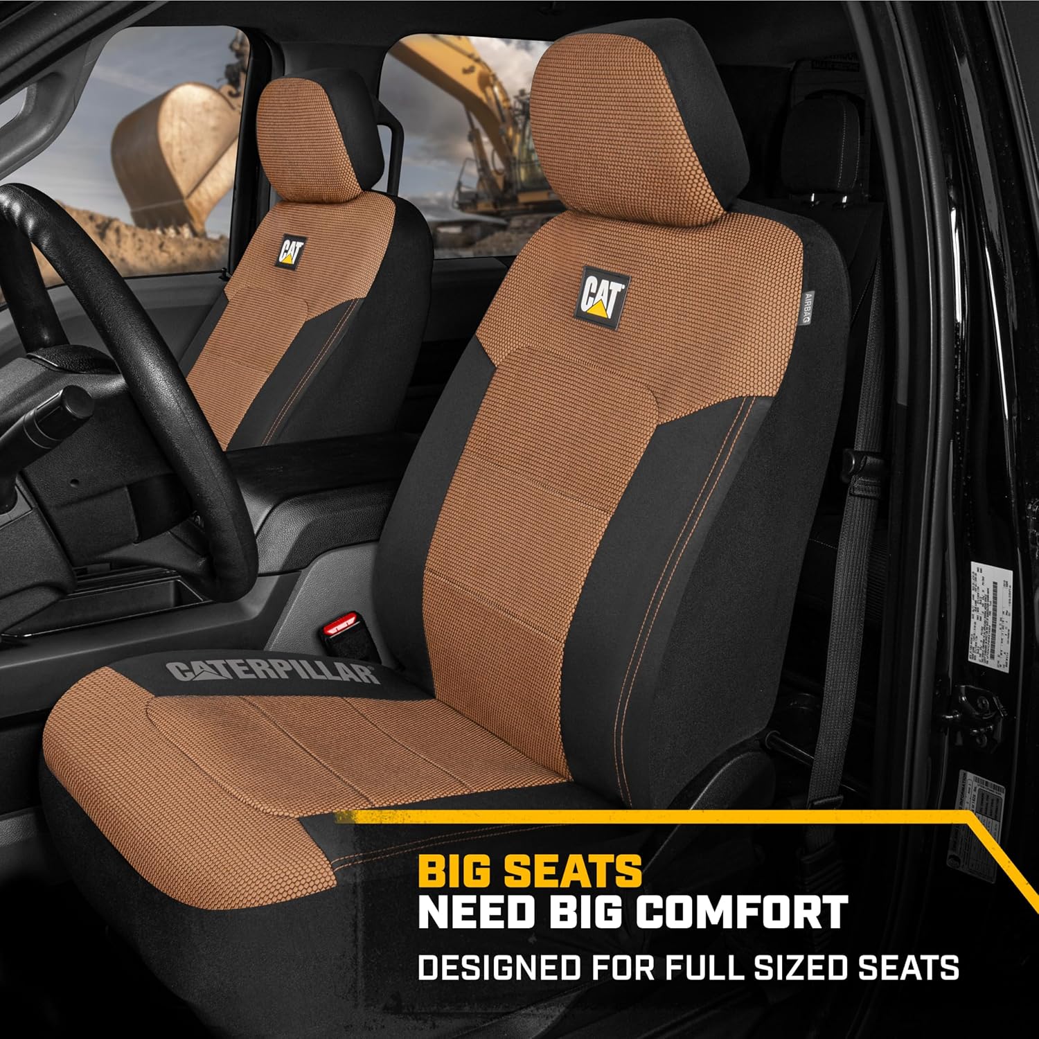 Cat® MeshFlex Automotive Seat Covers for Cars Trucks and SUVs (Set of 2) – Beige Car Seat Covers for Front Seats, Truck Seat Protectors with Comfortable Mesh Back, Auto Interior Covers | Airbag Compatible Interior Protection for Trucks, Suv, and Cars – (2) Front Seat Protectors Automotive and Truck Accessories - Image 3