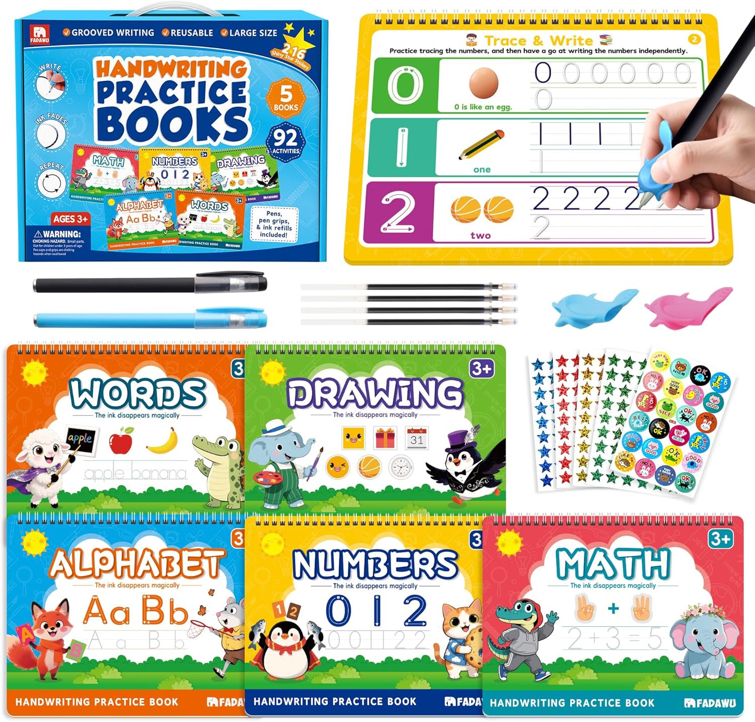 Magic Grooved Writing Practice Books for Kids, Large Grooved Handwriting Copybook, Reusable Learn to Write Number Letter Preschool Tracing Workbook for Kids Ages 3-8, Birthday Gifts Toys Magic Grooved Writing Practice Books for Kids, Large Grooved Handwriting Copybook, Reusable Learn to Write Number Letter Preschool Tracing Workbook for Kids Ages 3-8, Birthday Gifts Toys