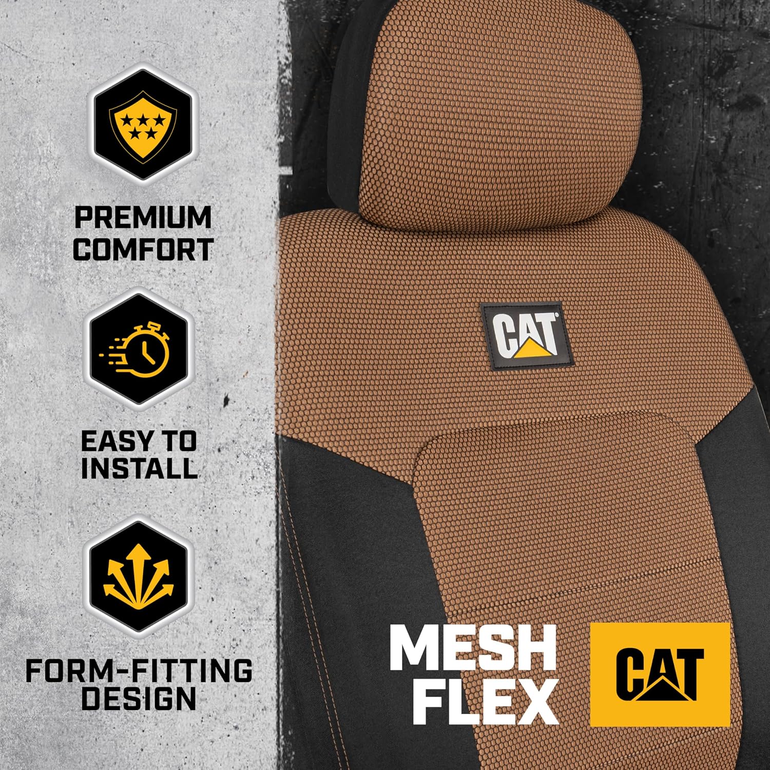 Cat® MeshFlex Automotive Seat Covers for Cars Trucks and SUVs (Set of 2) – Beige Car Seat Covers for Front Seats, Truck Seat Protectors with Comfortable Mesh Back, Auto Interior Covers | Airbag Compatible Interior Protection for Trucks, Suv, and Cars – (2) Front Seat Protectors Automotive and Truck Accessories - Image 4