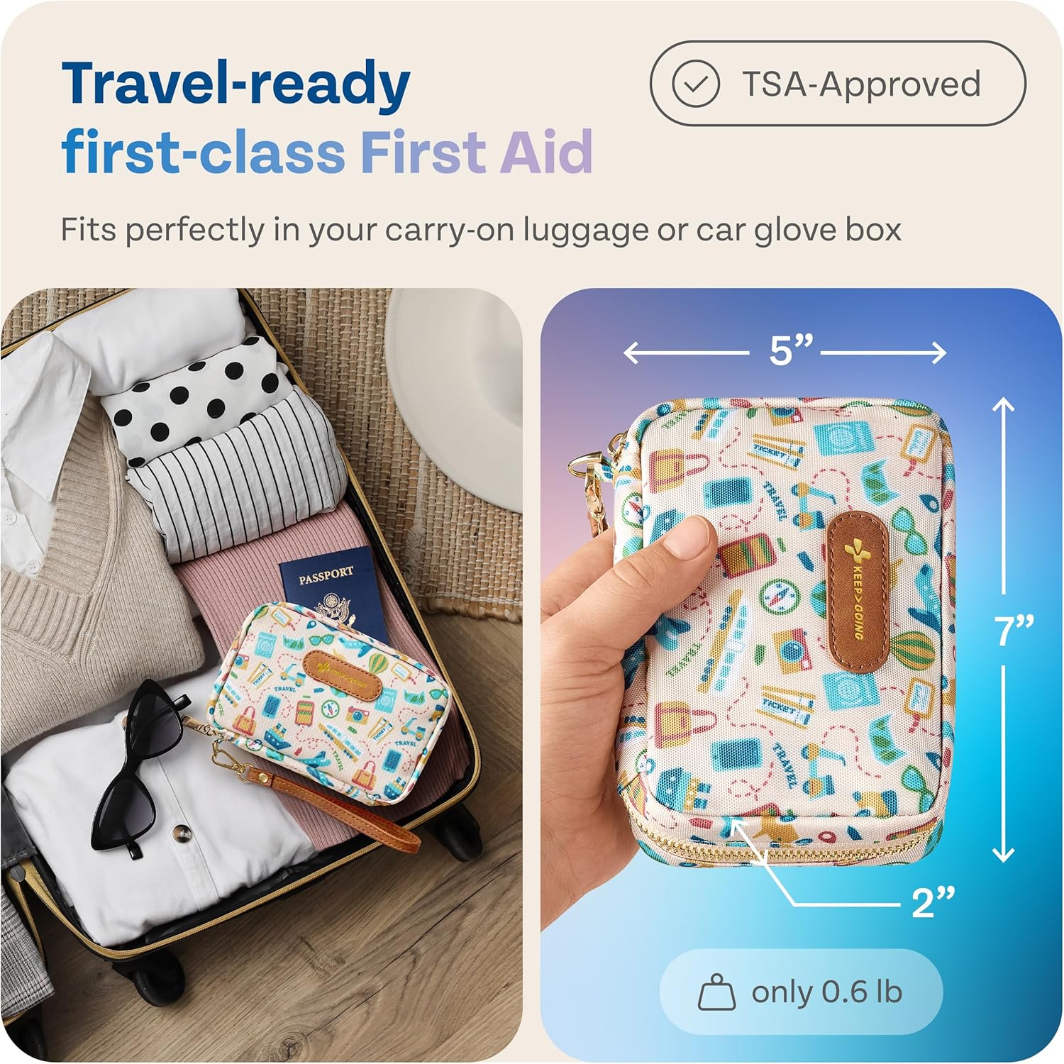 KeepGoing Travel First Aid Kit for Car, Home, Hiking, Camping and Outdoor Emergencies - First Aid Kit Travel Size TSA-Approved - Image 3