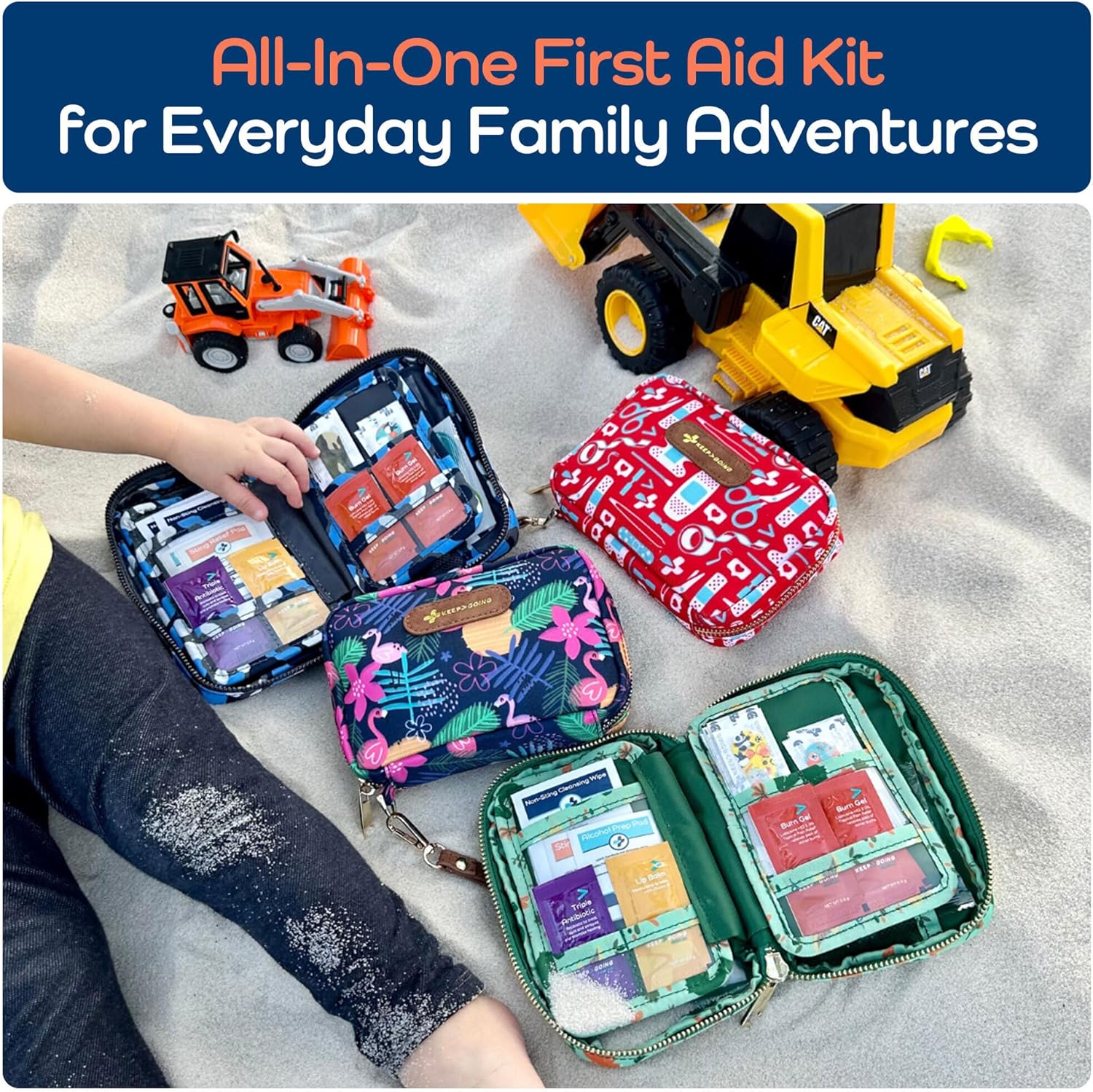 KeepGoing Travel First Aid Kit for Kids – 130 Pc. for Car, Home, Purse, Diaper Bag & Backpack with Latex-Free Bandages - Mini First Aid Kit Travel Size TSA-Approved - Image 2