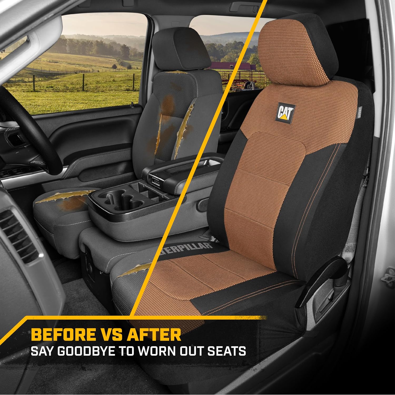 Cat® MeshFlex Automotive Seat Covers for Cars Trucks and SUVs (Set of 2) – Beige Car Seat Covers for Front Seats, Truck Seat Protectors with Comfortable Mesh Back, Auto Interior Covers | Airbag Compatible Interior Protection for Trucks, Suv, and Cars – (2) Front Seat Protectors Automotive and Truck Accessories - Image 8