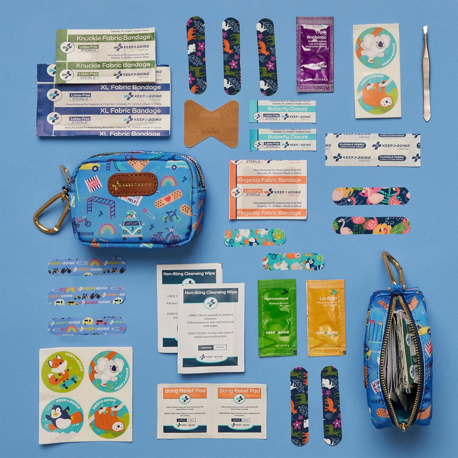 KeepGoing Small Travel First Aid Kit Kids – 60 Pc. Mini First Aid Kit for Purse, Diaper Bag, & Backpack with Latex-Free Bandages – 4 Oz., & 4.5 x 3.5 x 2 in, TSA-Approved - Image 3