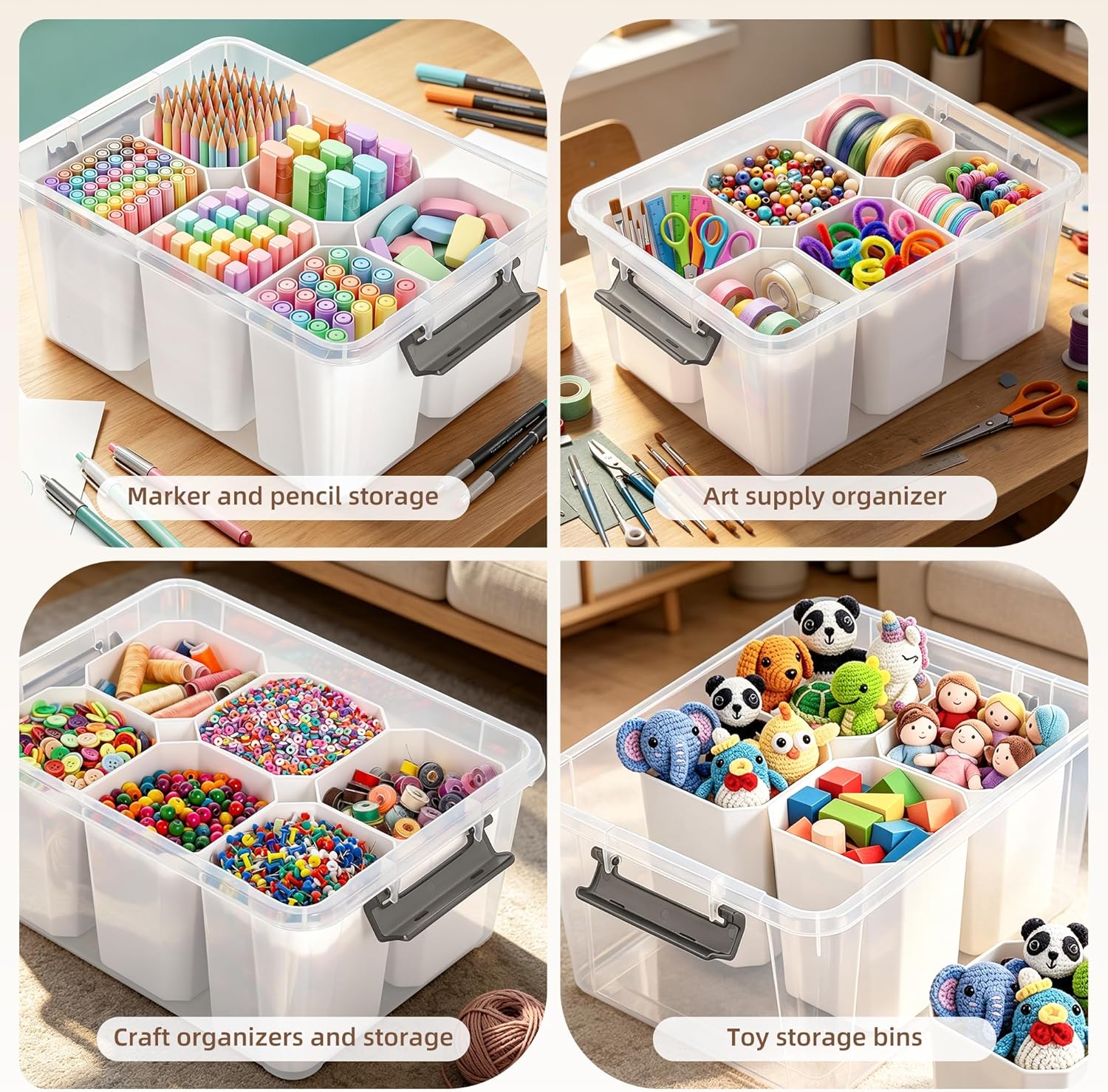 Citylife 17 QT Plastic Storage Bins Clear Storage Box with Lids Multipurpose Stackable Storage Containers for Organizing Tool, Craft, Crayon - Image 4