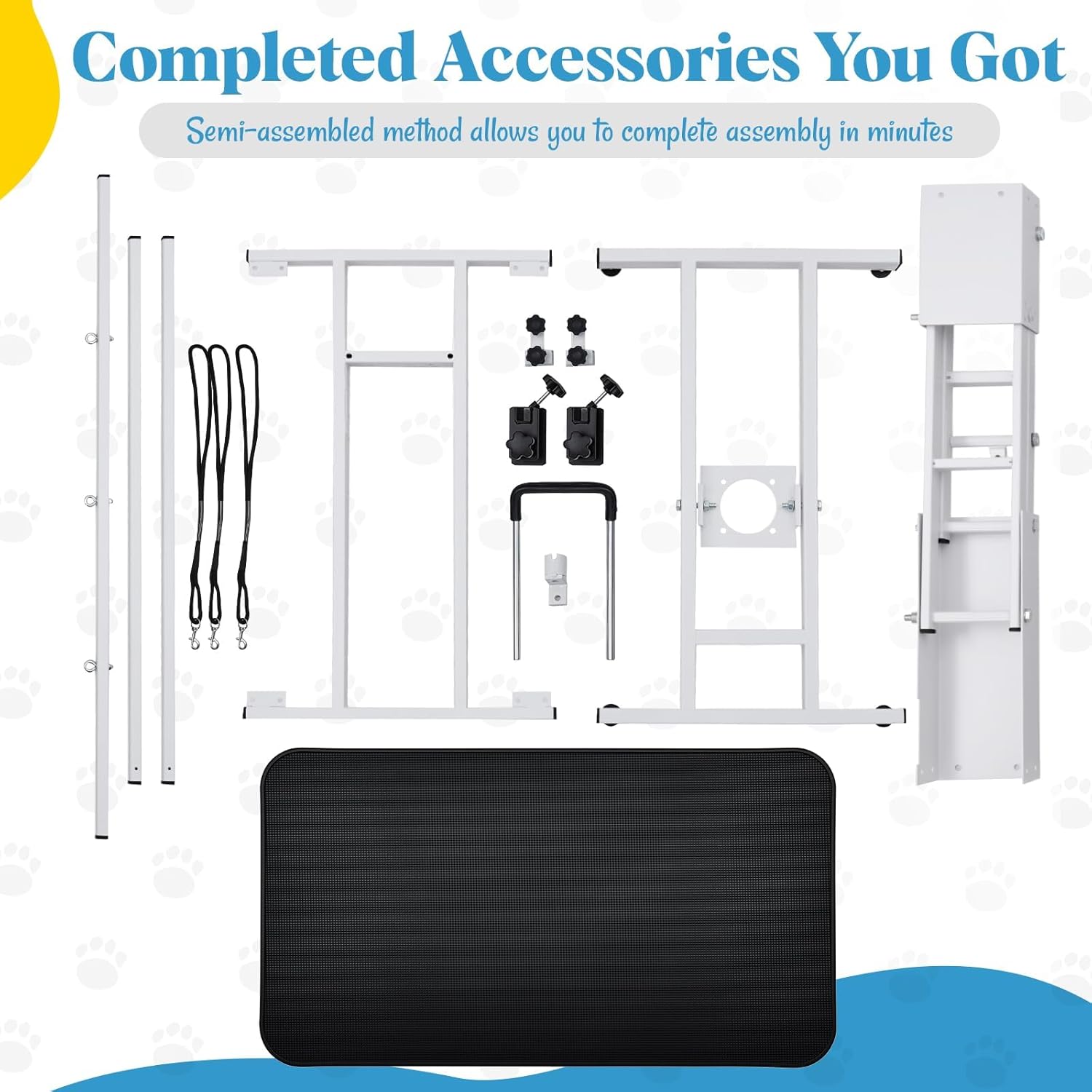 GarveeHome 43.6 in Pet Grooming Table for Large Dogs, Heavy Duty Height Adjustable Dog Grooming Table With Overhead Arm & Noose Height Range 22 in -39 in, Maximum Capacity Up to 350 LBS, White - Image 7