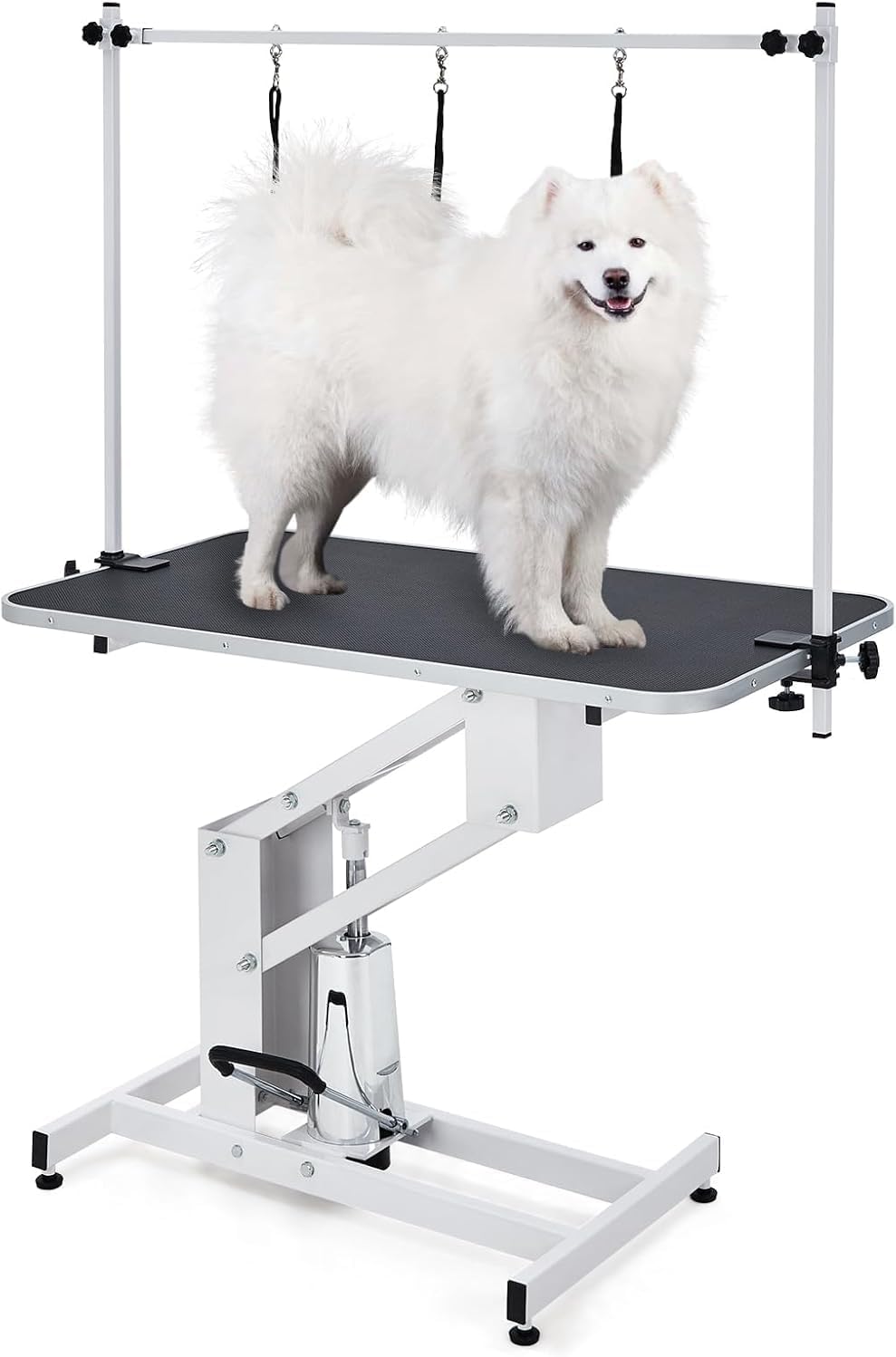 GarveeHome 43.6 in Pet Grooming Table for Large Dogs, Heavy Duty Height Adjustable Dog Grooming Table With Overhead Arm & Noose Height Range 22 in -39 in, Maximum Capacity Up to 350 LBS, White - Image 11