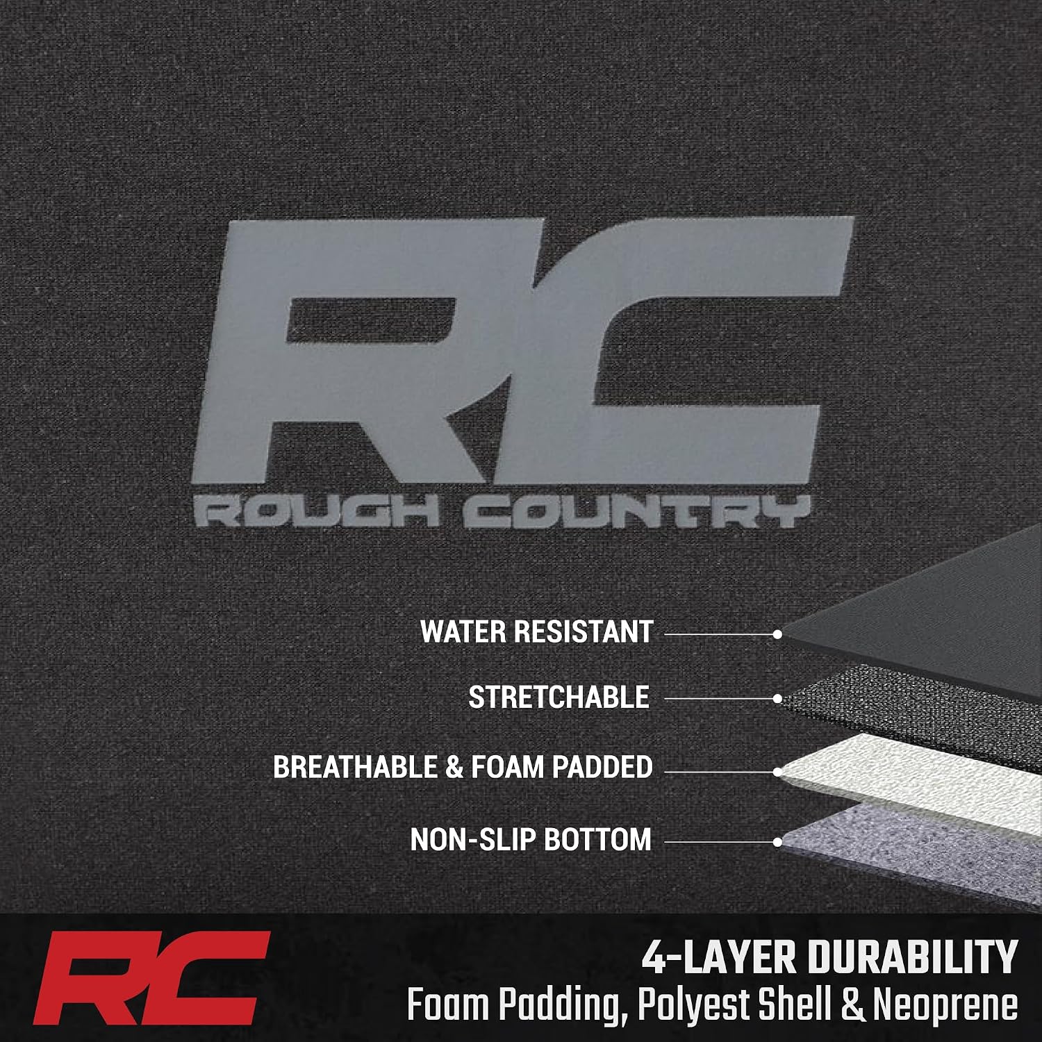 Rough Country Neoprene Front Seat Covers for Chevy Silverado & GMC Sierra 1500 (2019-2026) - Waterproof & UV Resistant, Foam Padded, Front Row Cover Set - Image 5