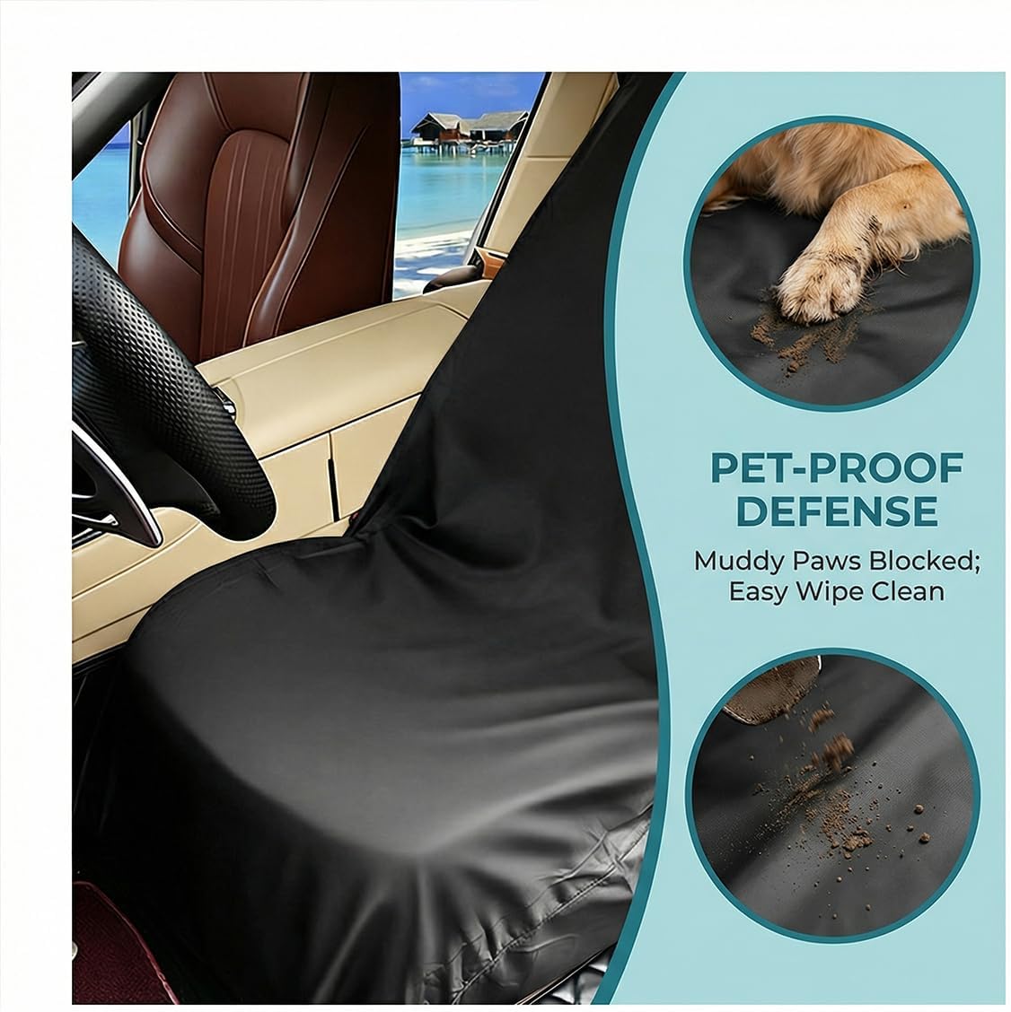 Car Seat Cover, Non-Slip Waterproof Scratch Proof Vehicle Front Seat Protector, Automotive Interior Chair Protective Cover, Universal for Motorhome Automobile Truck - Image 5
