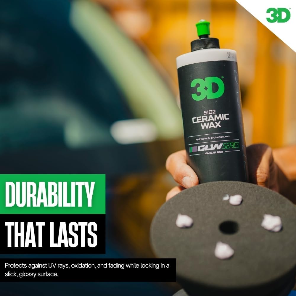 3D GLW Series Ceramic Wax – SiO2 Infused Car Wax for Ultimate Gloss, Hydrophobic Protection & Easy Application | Ultra Slick Shine | Made in USA 16 oz - Image 6