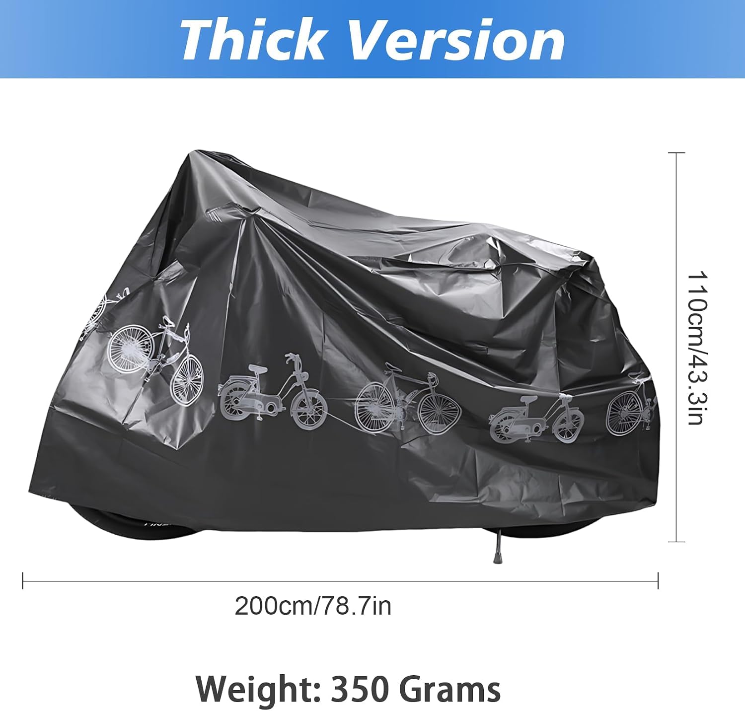 Bike Bicycle Cover Waterproof Dustproof- 190T Bike Cover for 1 or 2 Bikes, Indoor and Outdoor Use, Bike Cover Rain Sun UV Wind Snow Proof Resistant - Image 5