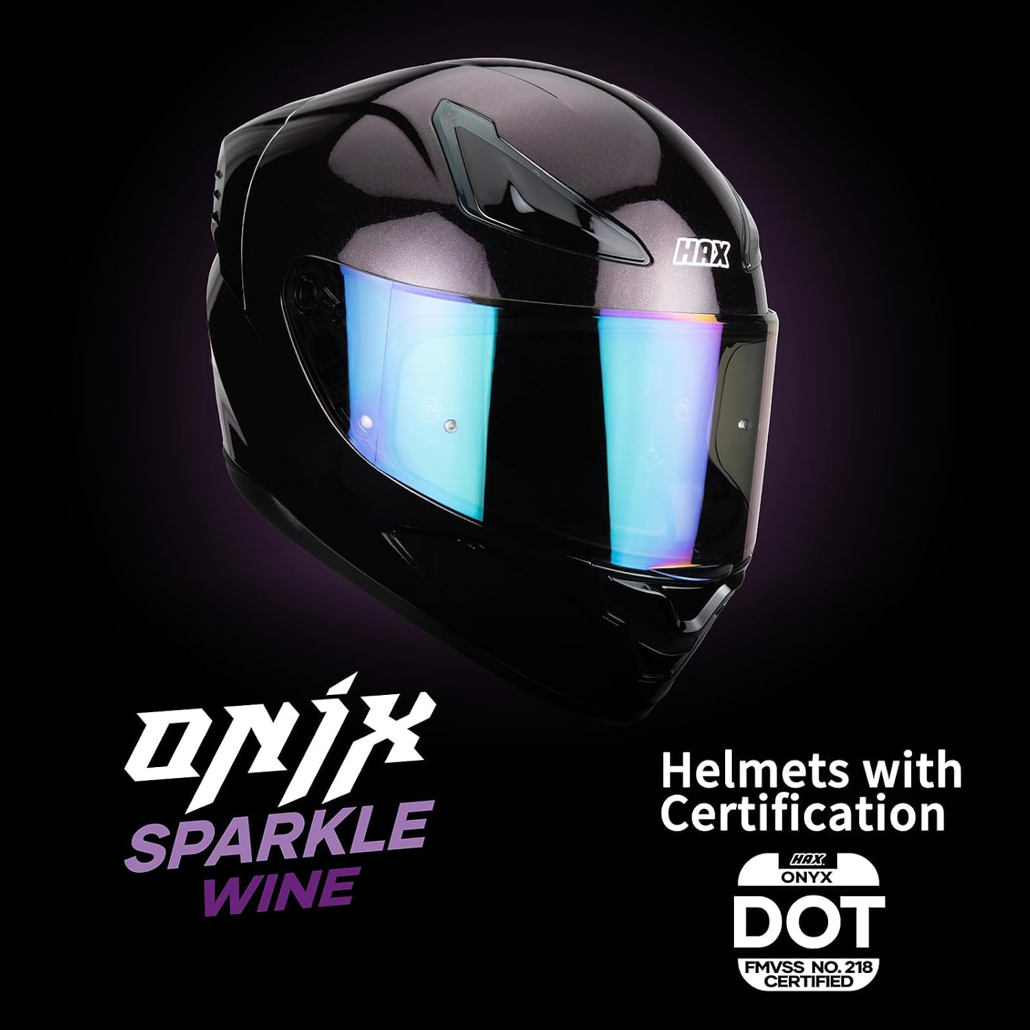 HAX Onix Full Face Motorcycle Helmets DOT Approved, Pinlock Ready & Intercom Slot , Motorbike Powersports Street Racing for Men Women(Midnight Purple, L) - Image 7
