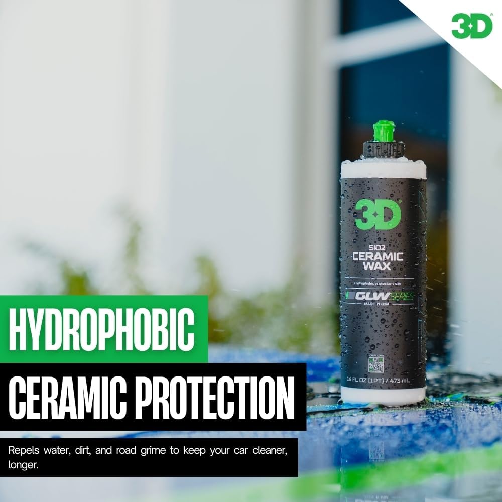 3D GLW Series Ceramic Wax – SiO2 Infused Car Wax for Ultimate Gloss, Hydrophobic Protection & Easy Application | Ultra Slick Shine | Made in USA 16 oz - Image 9