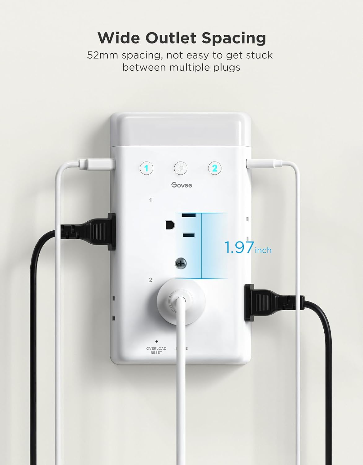 Govee Smart Plug Outlet Extender, 3-Sided Smart Power Strips with 2 Smart Outlets & 2 USB Ports with RGB Night Light, APP & Voice Control, Surge & Overload Protection for Home Office - Image 10